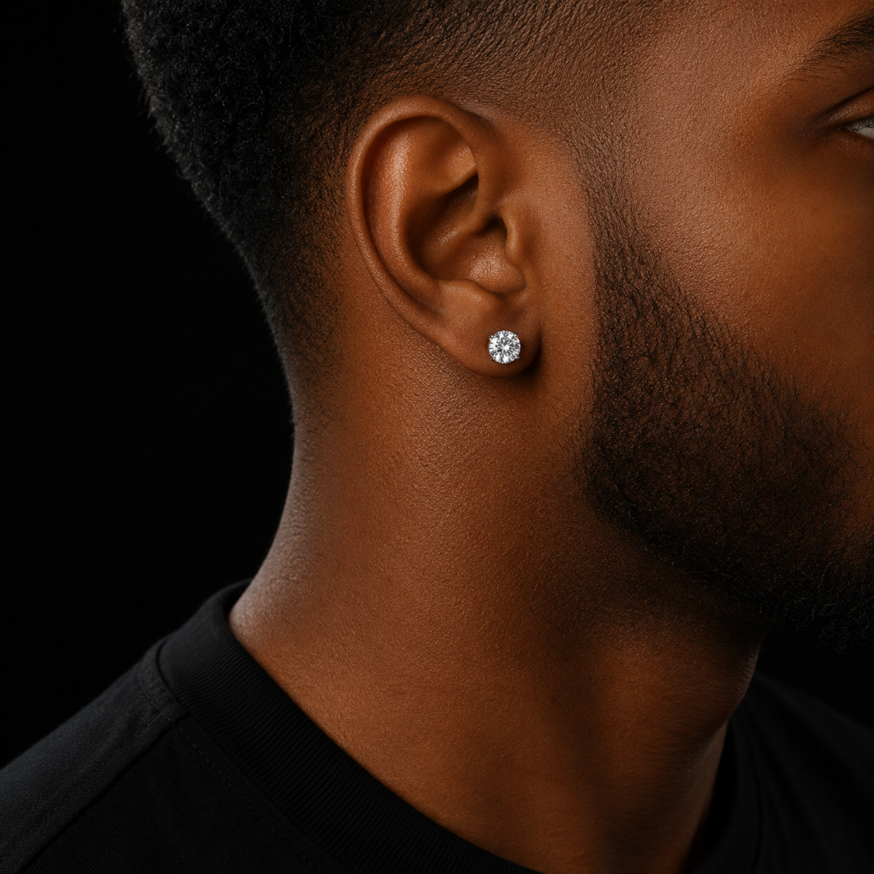 6mm/8mm AAA Zircon CZ Round Stud Earrings Hip hop Jewelry Men Copper Material Iced Bling Push-back