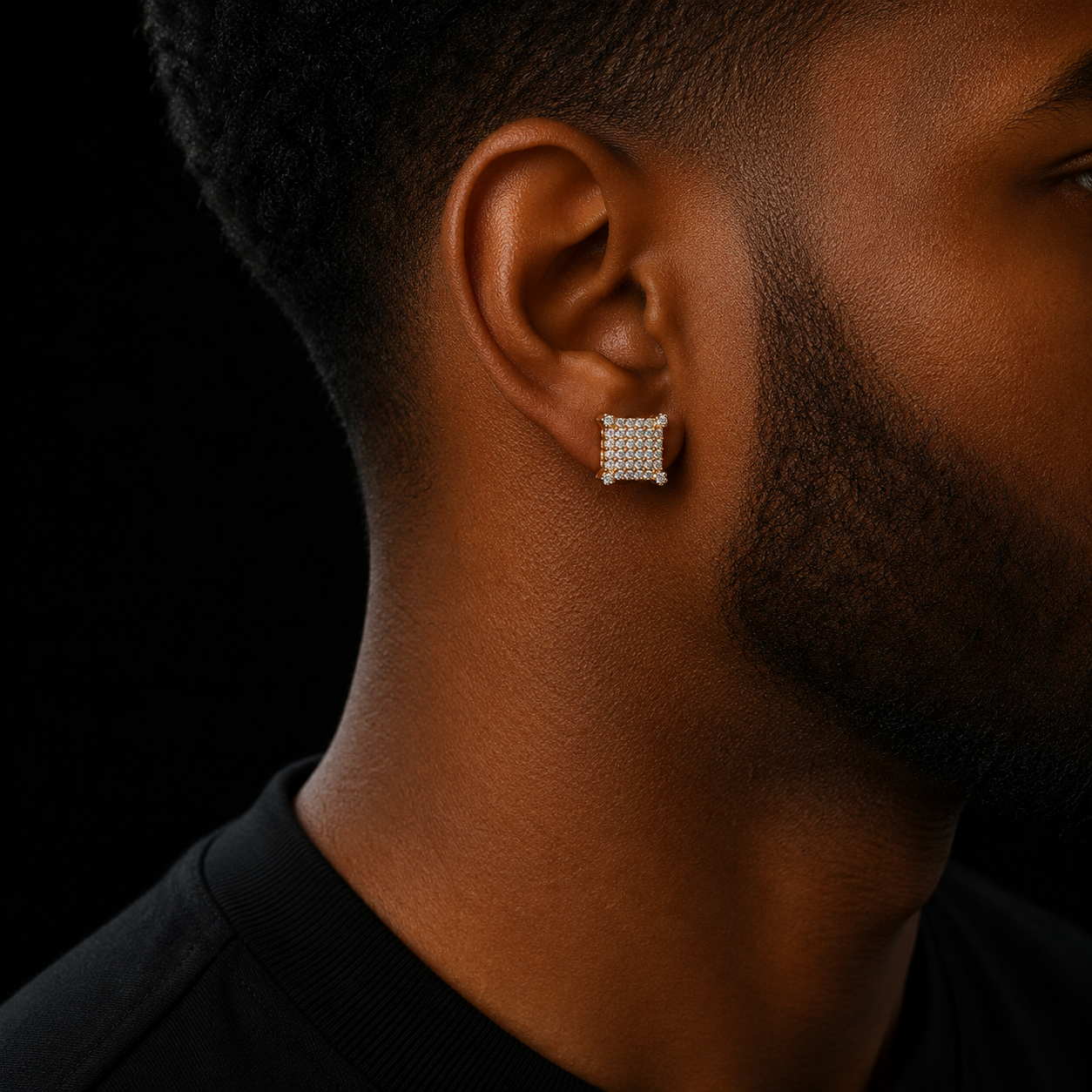 10x10mm Mens Zircon Earring Hip hop style Copper Material Iced Bling CZ Square Stud Earrings Screw-back Fashion Jewelry