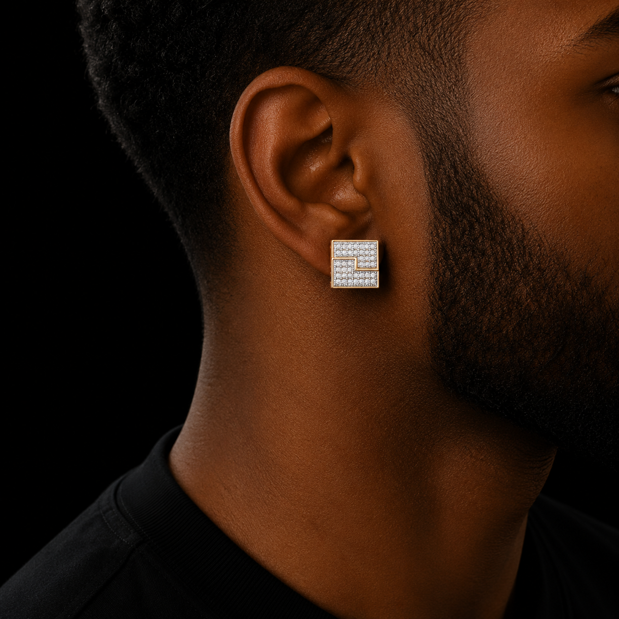 10MM Square Stud Earring Gold Color Charm Screw Back Women Men's Fashion Earrings Hip Hop Jewelry