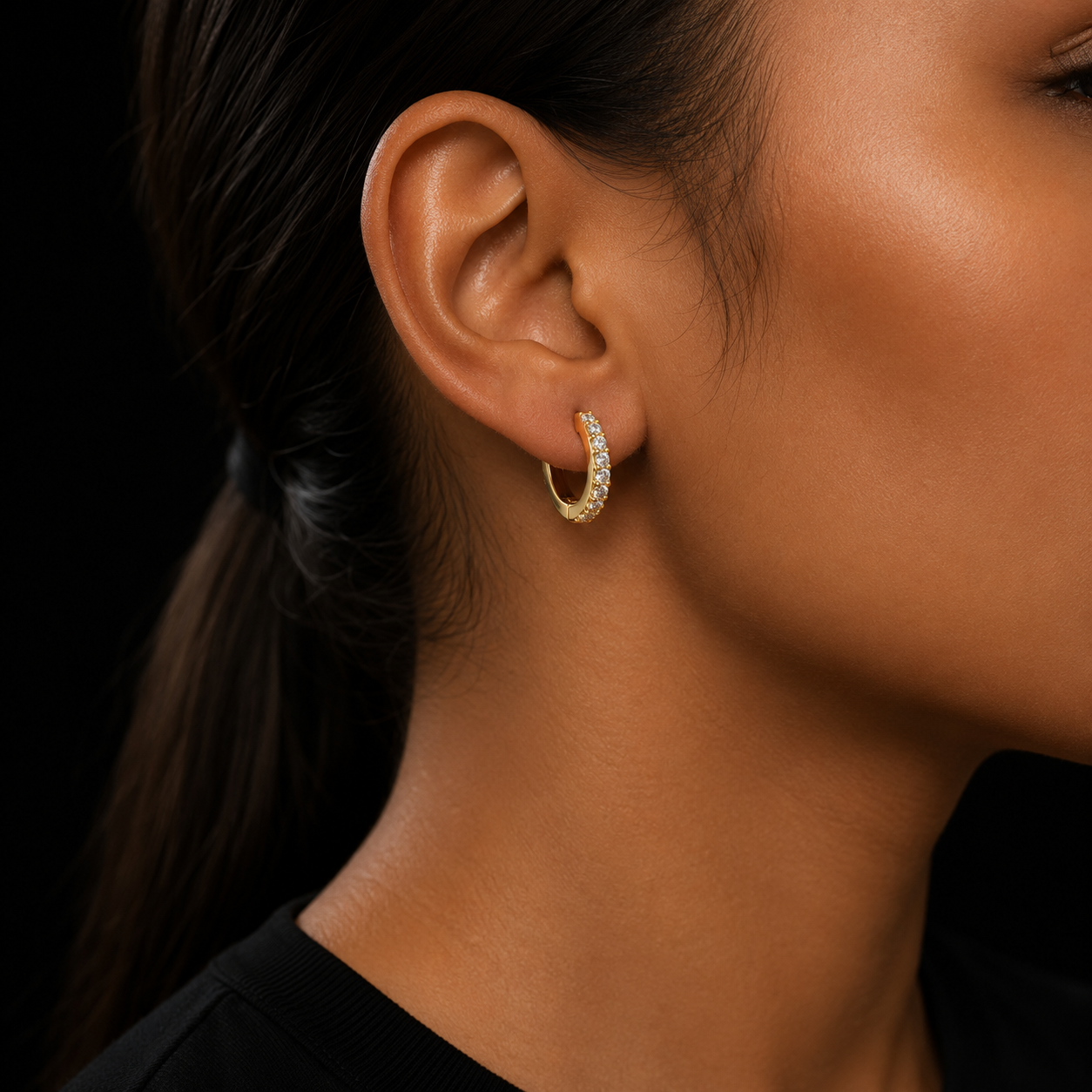Bubble Letter Iced Out Hoop Earring Real Gold Plated Women Charms Hip Hop Jewelry Free Shipping Items