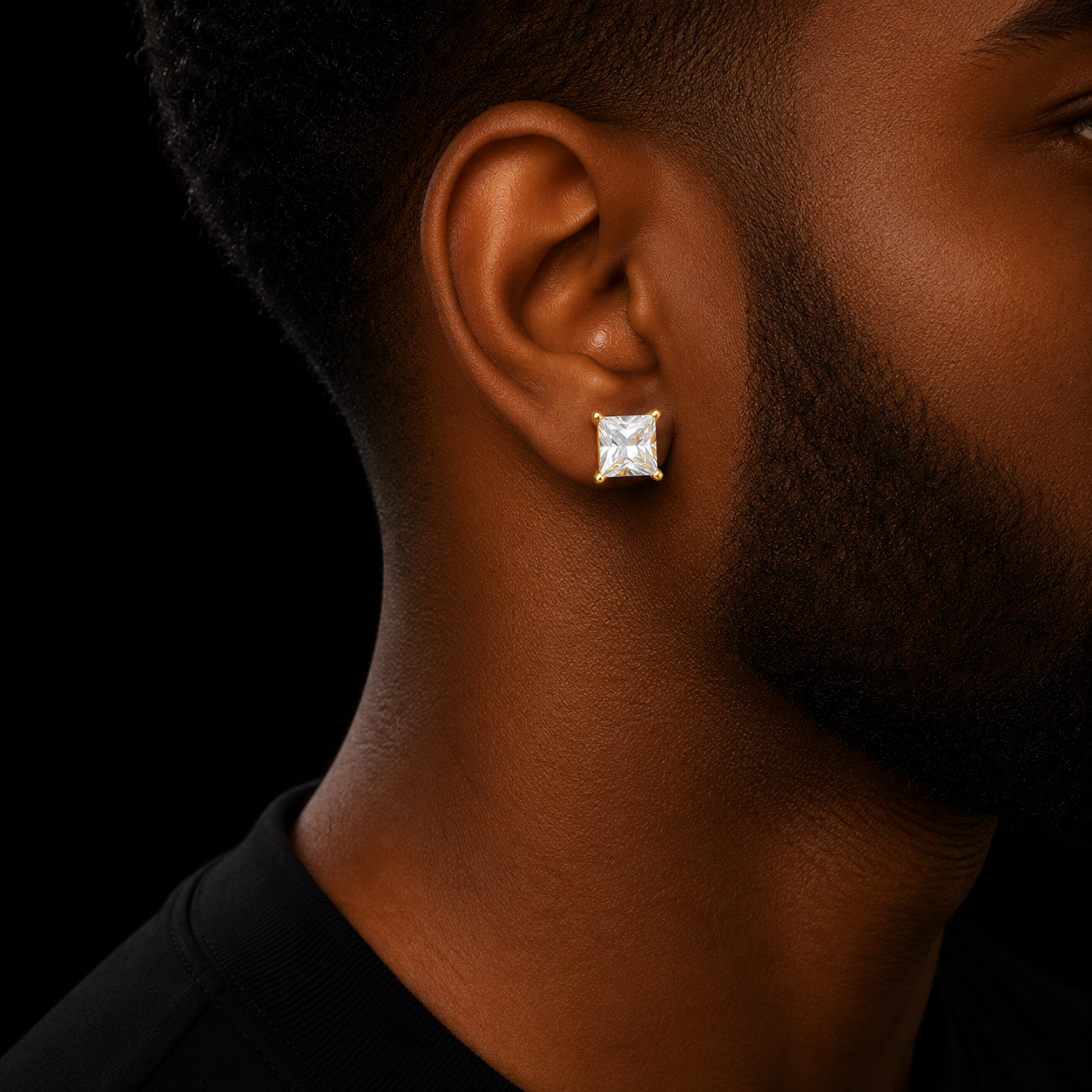 7mm AAA Zircon Stud Earrings Hip Hop Jewelry Copper Material Iced Bling CZ Square Earrings for Women Push-back