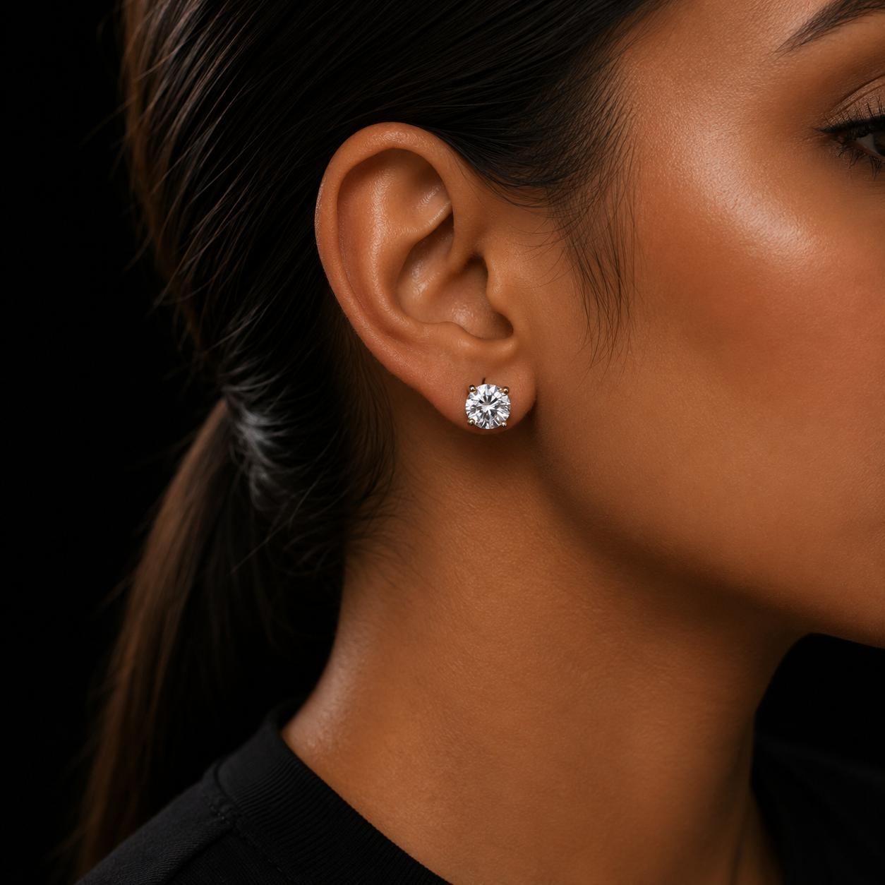 Cubic Zircon Stud Earring for Women Hip hop Jewelry Copper Material  AAA CZ Gold Color Round Men Women EARRING Push-back