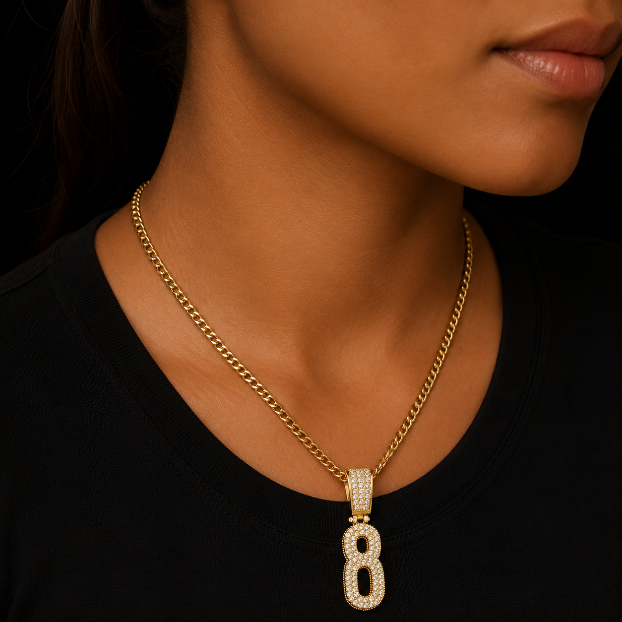 Number Pendant Real Gold Plated Hip Hop Jewelry