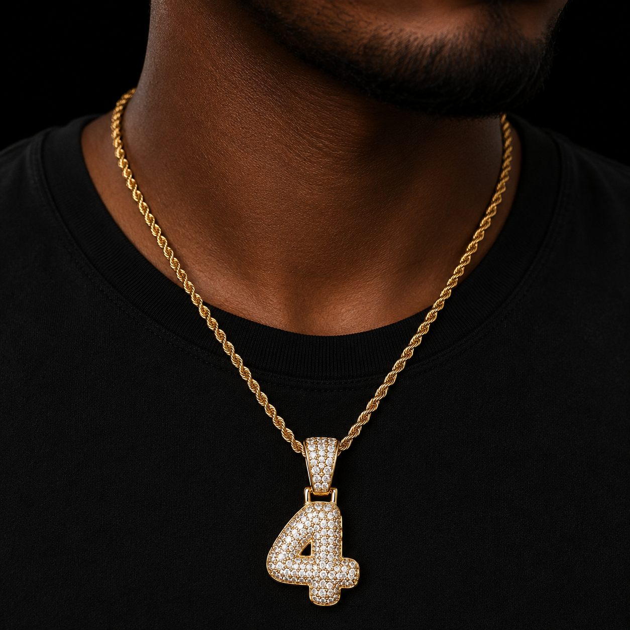 0-9 Single Bubble Numbers Necklaces & Pendant Charm For Men Women Gold Color Cubic Zircon Hip Hop Jewelry Gifts