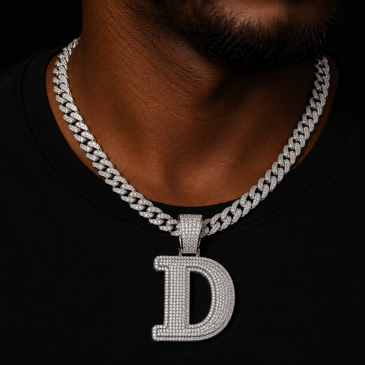 Bubble Letter Double Layer Initials Necklace Pendant Iced Out CZ Zircon Hip Hop Charms Men Chain Customized Jewelry Single A-Z