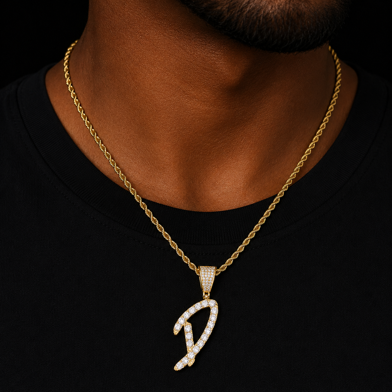 Bubble Letter Cursive Charm Single Letter Necklaces & Pendant Charm For Men/Women Gold Color Hip Hop Jewelry with Rope chain A-Z