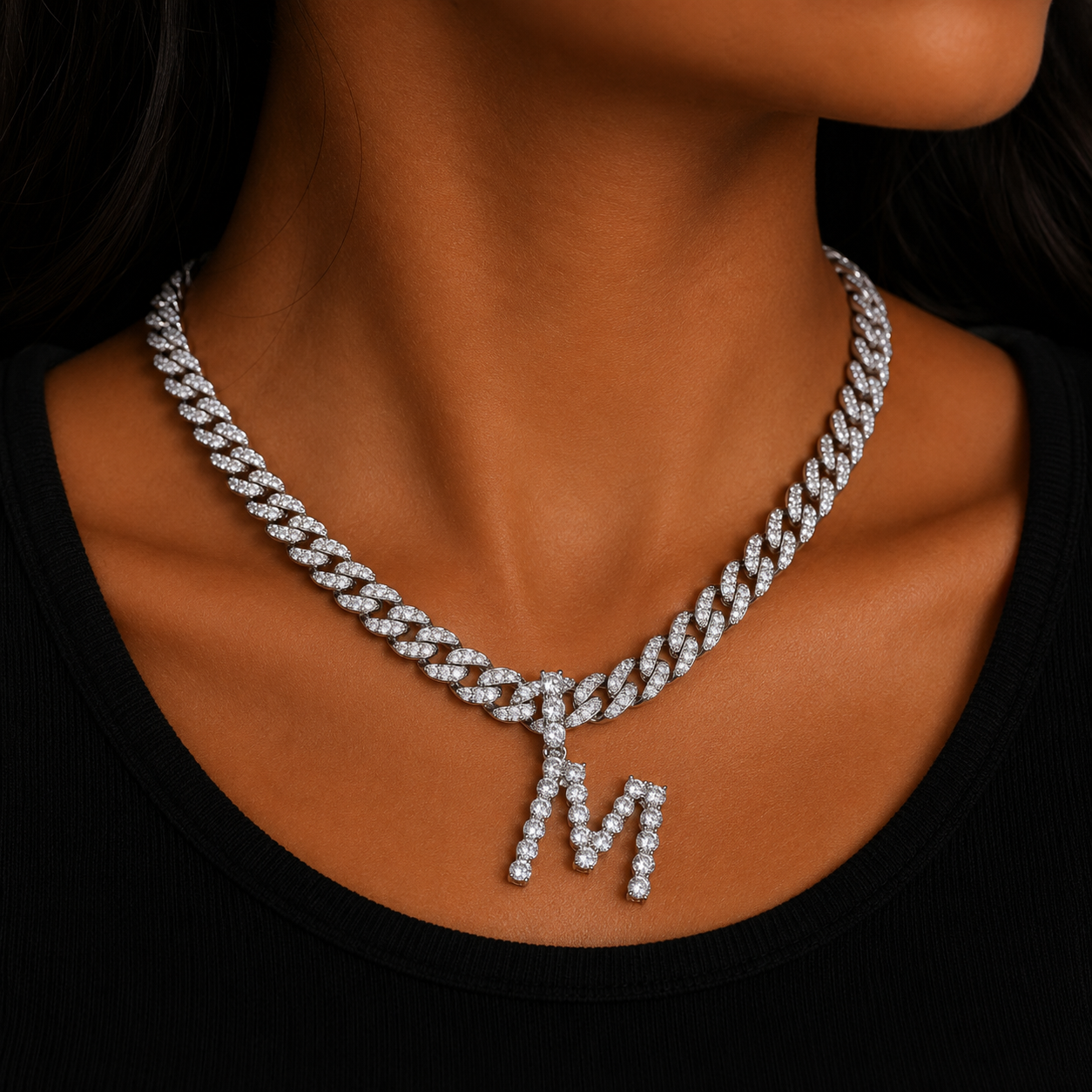 Tennis Letter Pendant Real Gold Plated for Women Hip Hop Jewelry