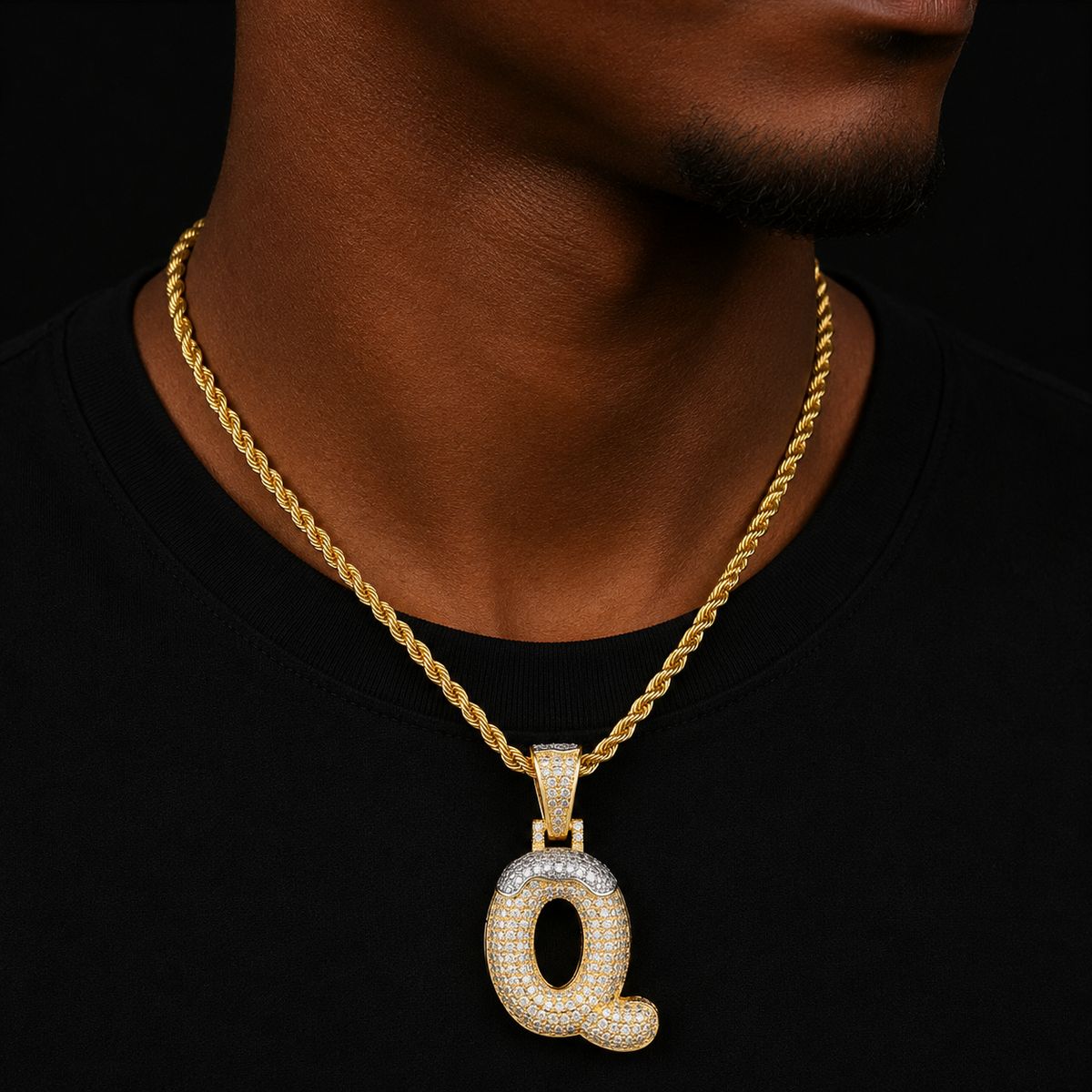 Single Snow Top Cone Bubble Letters Necklaces & Pendant Chain AAA Zircon Men's Hip Hop Rock Jewelry Merry Christmas Gift