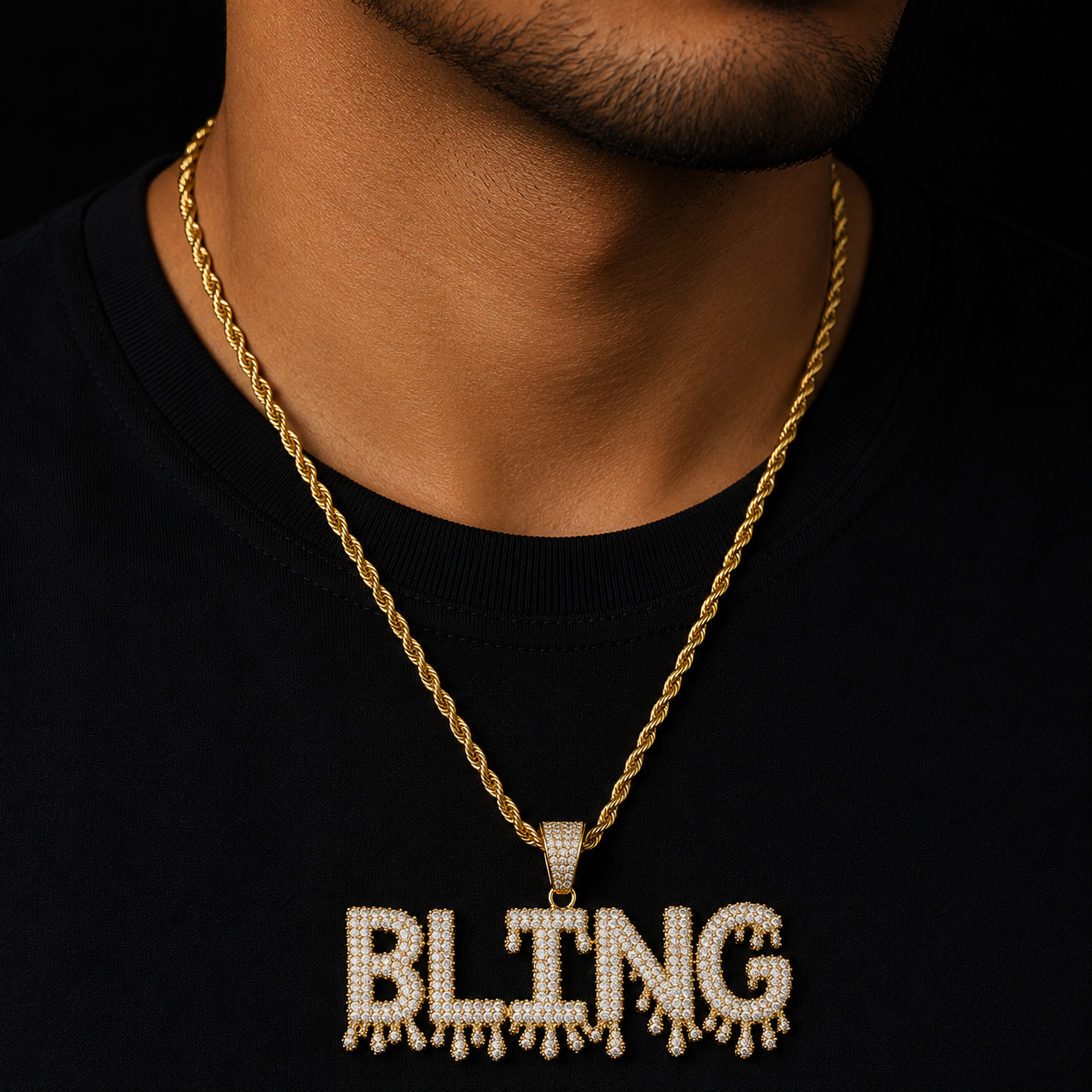 A-Z Single Small Drip Bubble Letters Necklaces & Pendant For Men/Women Gold Color Cubic Zircon Hip Hop Jewelry