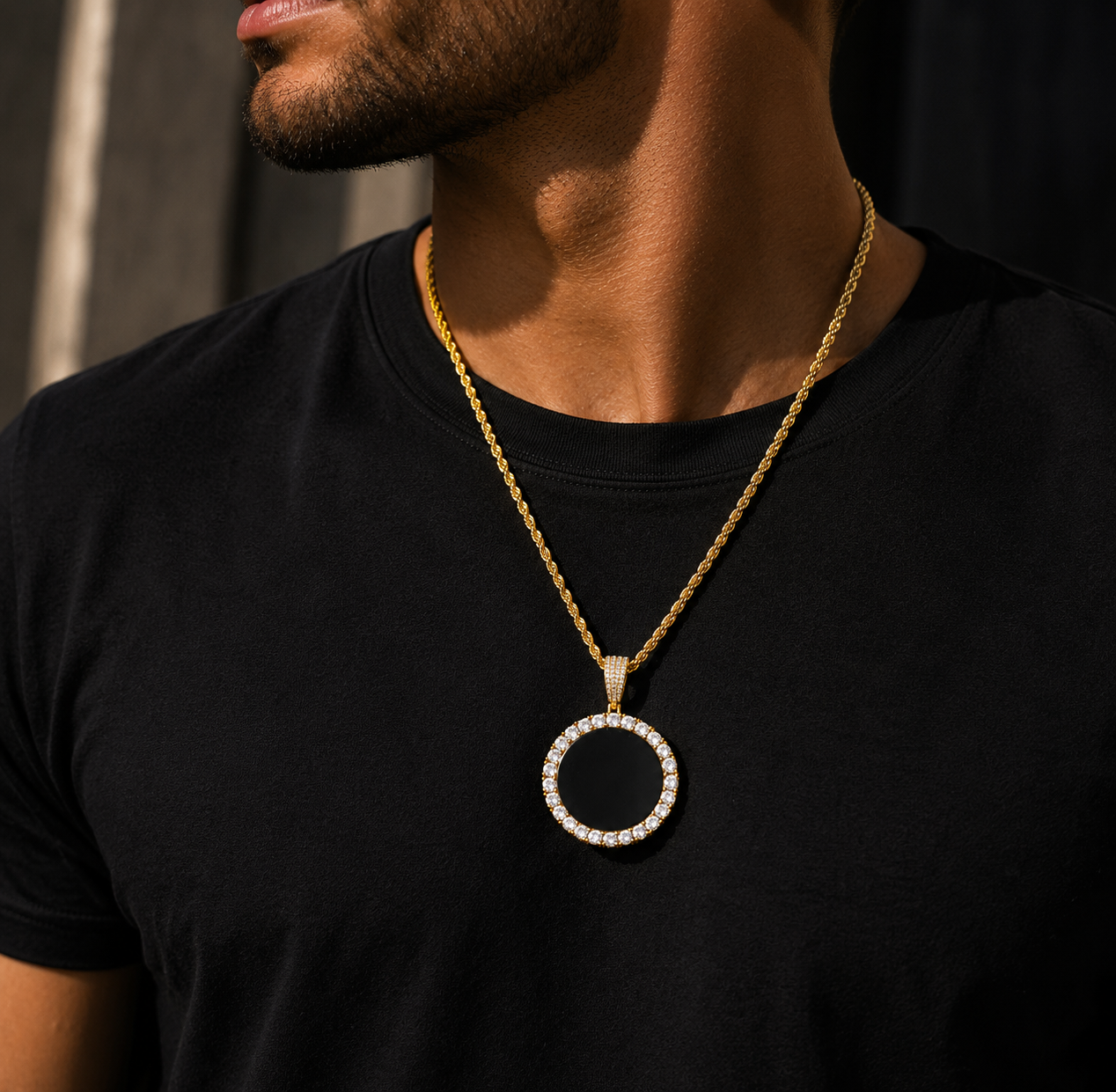 Bubble Letter Iced Out Solid Back Custom Photo Pendant for Men 5A Cubic Zirconia Prong Setting Hip Hop Jewelry