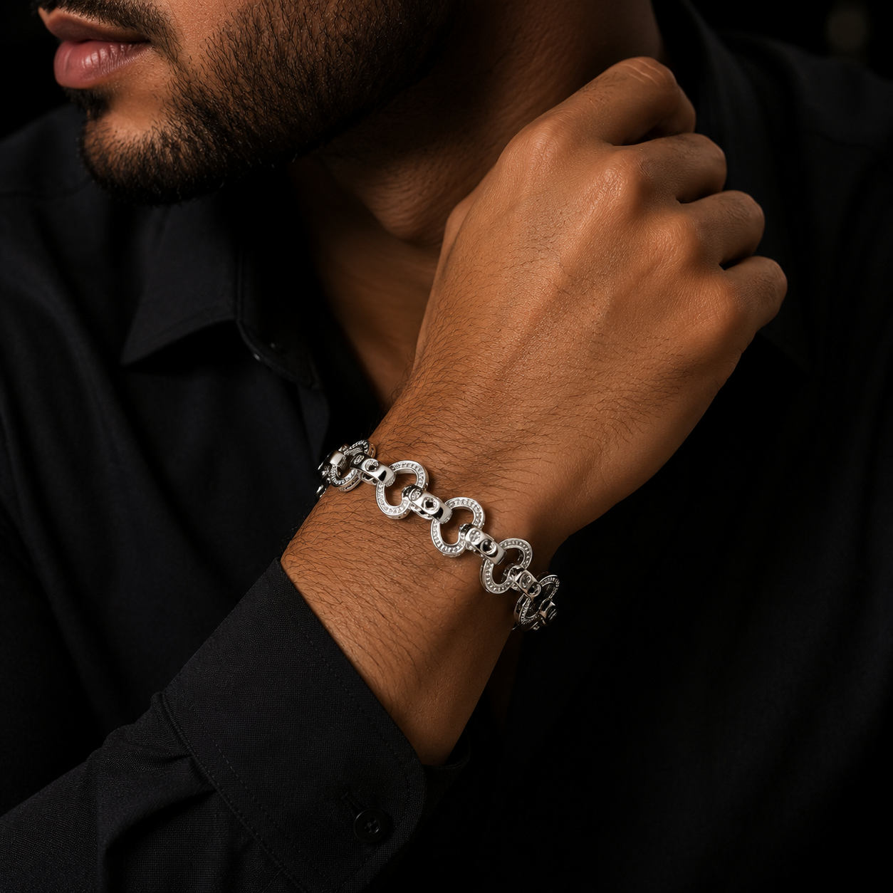 Bubble Letter Heart Bracelet for Men Real Gold Plated 5A Cubic Zirconia Hip Hop Jewelry Albert Clasp