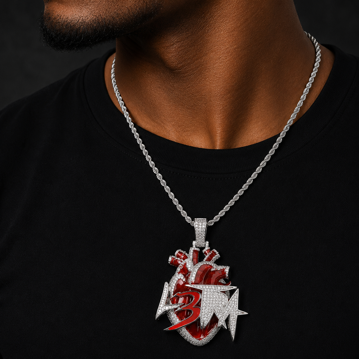 Bubble Letter Iced Out Colgante L3tra Grande Oro Blanco Necklace Pendant for Men 5A Cubic Zirconia Gold Plated Hip Hop Jewelry