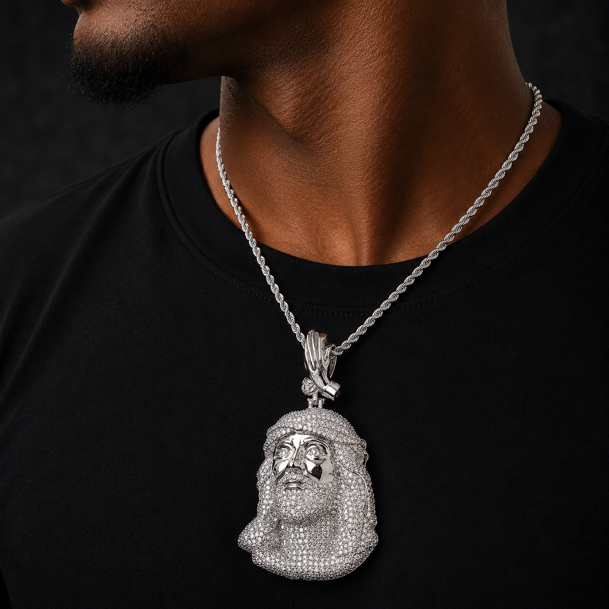 Bubble Letter Iced Out Jesus Prayer Necklace Pendant for Men 5A Cubic Zirconia Gold Plated Hip Hop Jewelry