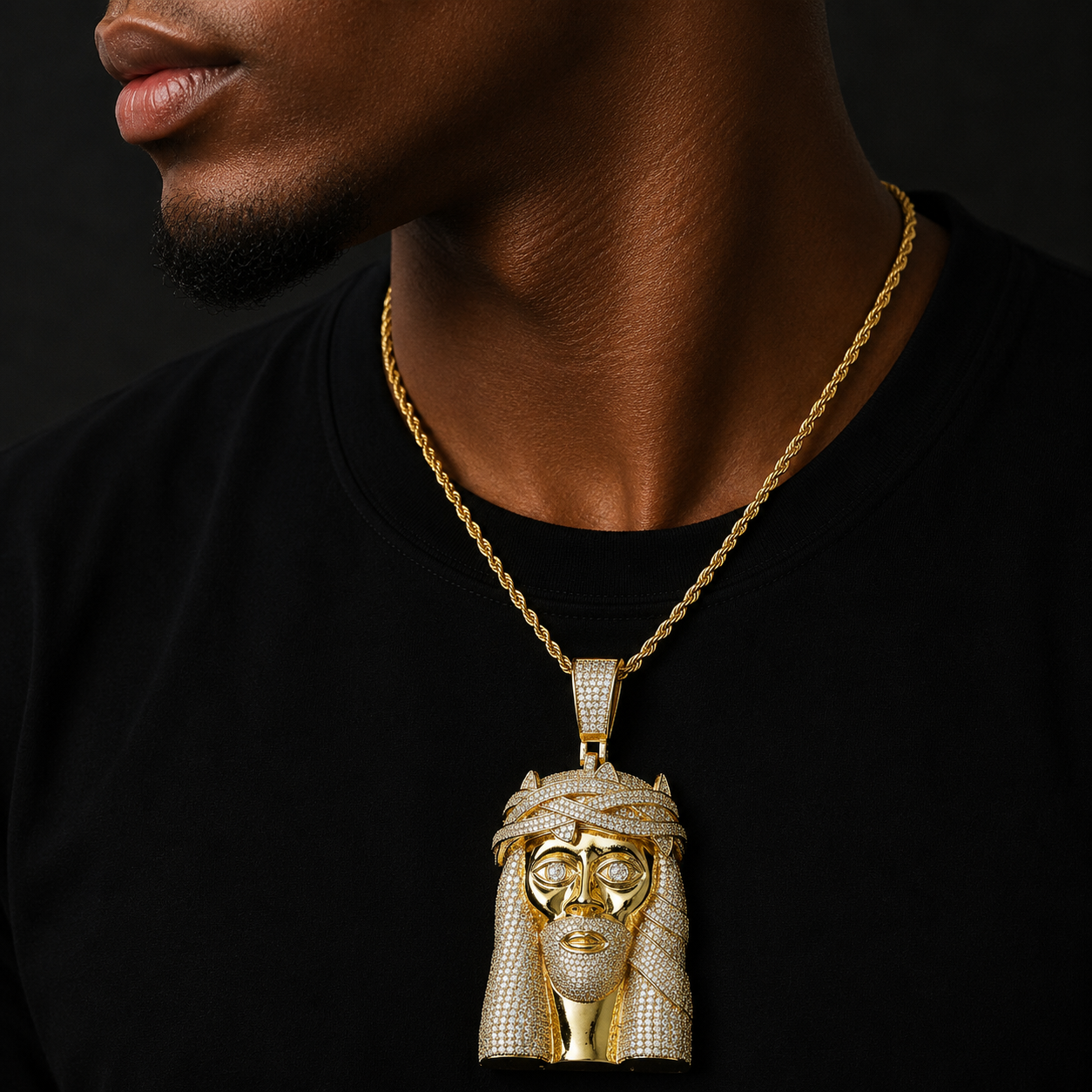 Bubble Letter Iced Out Super Jesus Necklace Pendant for Men 5A Copper Cubic Zirconia Hip Hop Jewelry