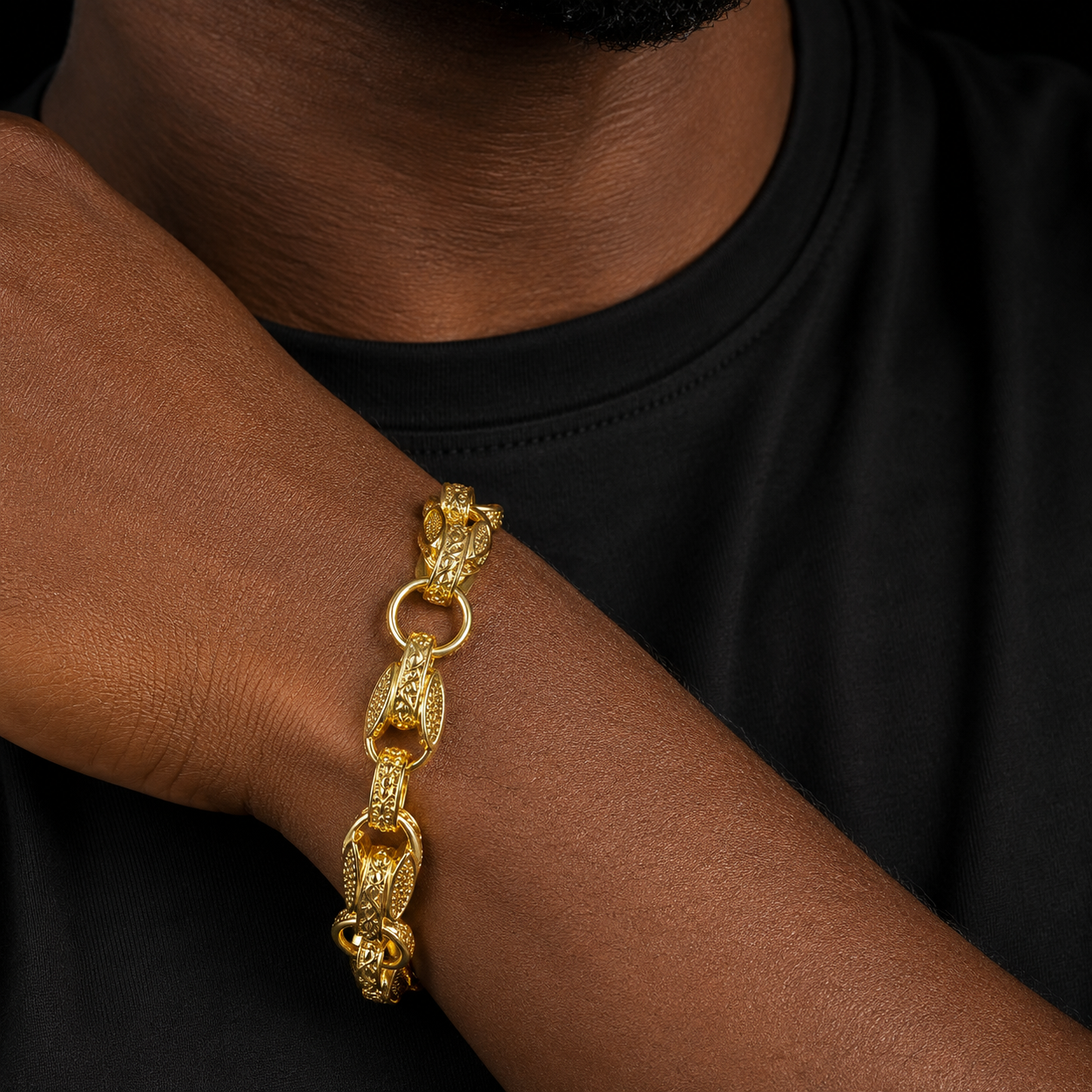 Bubble Letter Tulip Ring Bracelet for Men 5A Cubic Zirconia Gold Plated Hip Hop Jewelry Albert Clasp