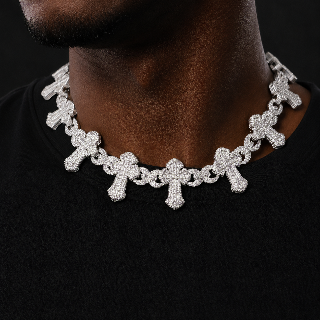 Bubble Letter Iced Out Cross Infinity Chain for Men Necklace Choker 5A Cubic Zirconia Hip Hop Jewelry