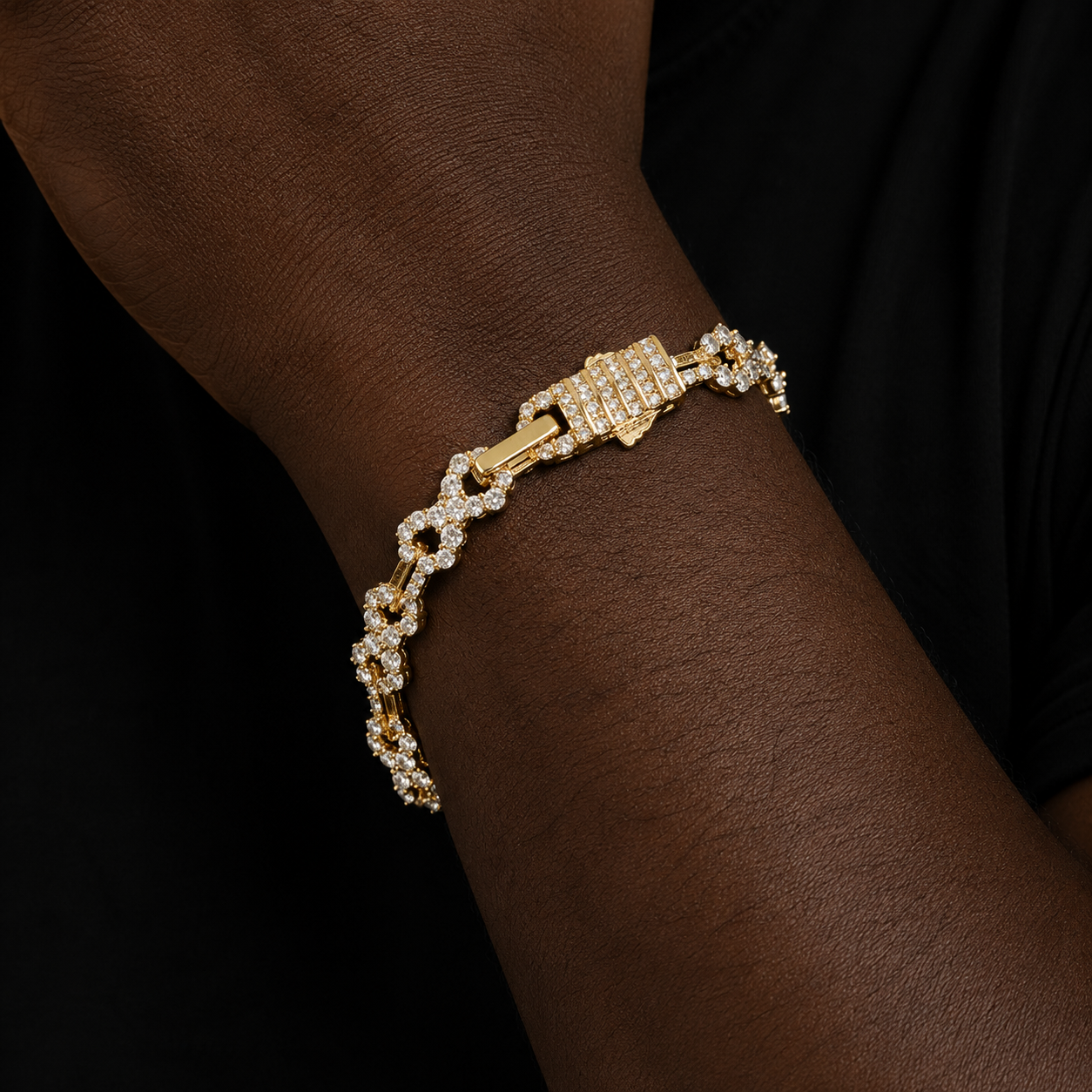 Bubble Letter Iced Out Infinity Link Bracelet for Men 5A Cubic Zirconia Prong Setting Hip Hop Jewelry