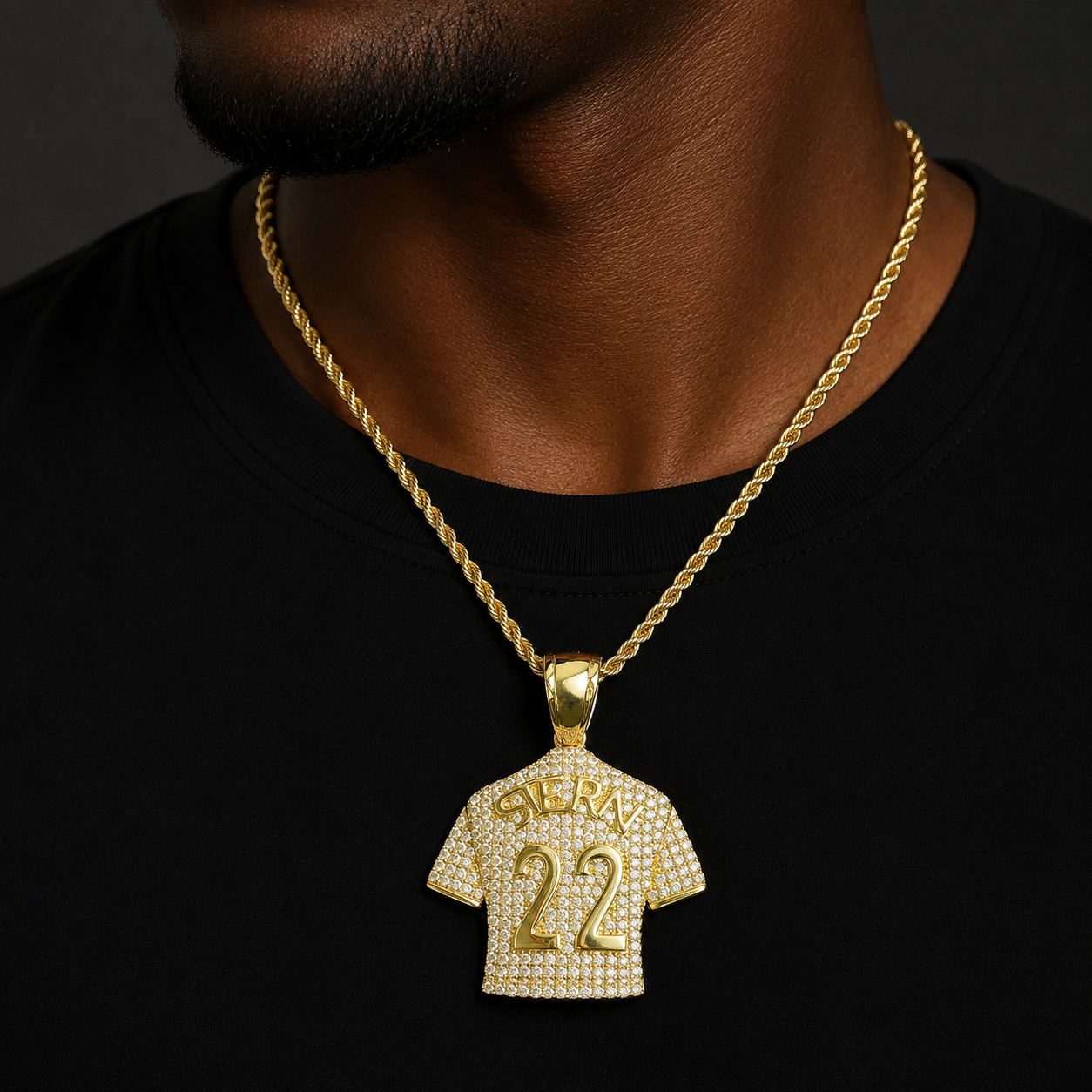 Bubble Letter Iced Out Stern 22 Necklace Pendant for Men 5A Cubic Zirconia Hip Hop Jewelry