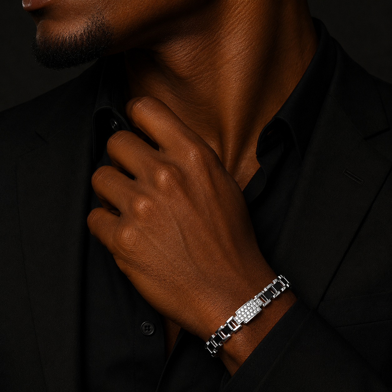 Bubble Letter Watch Belt Link Bracelet for Men Real Gold Plated Hip Hop Jewelry