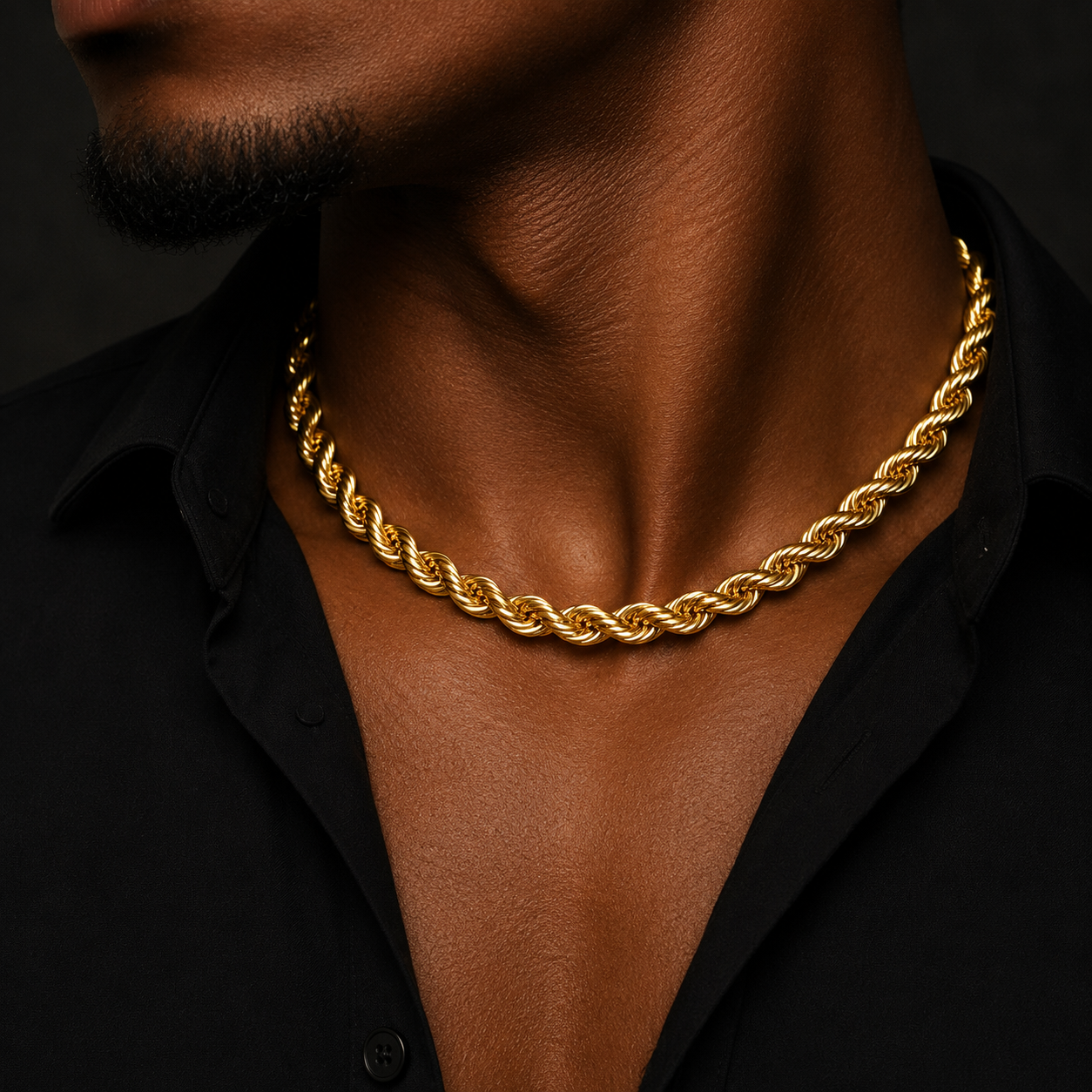 Bubble Letter 8mm Stainless Steel Rope Chain for Men PVD Plated Necklace Choker Hip Hop Jewelry