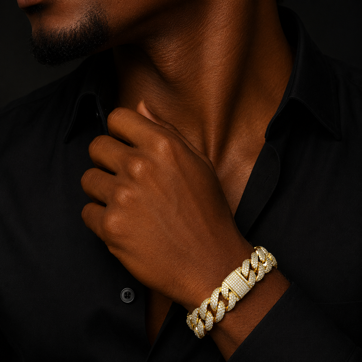 Bubble Letter 25mm Special Clasp Baguette Cuban Link Bracelet for Men 5A Cubic Zirconia Gold Plated Hip Hop Jewelry