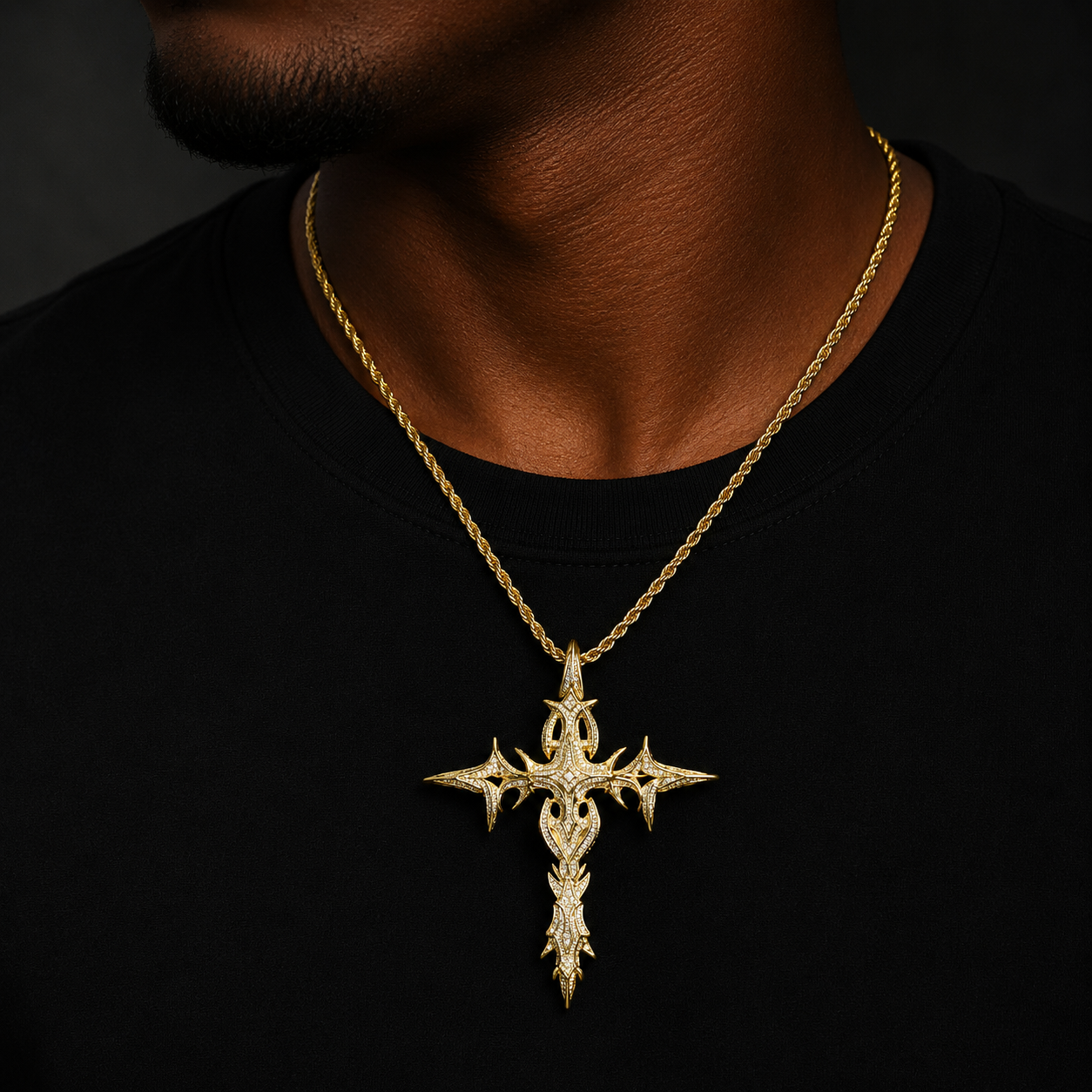 Bubble Letter Iced Out Cross Necklace Pendant for Men 5A Cubic Zirconia Hip Hop Jewelry