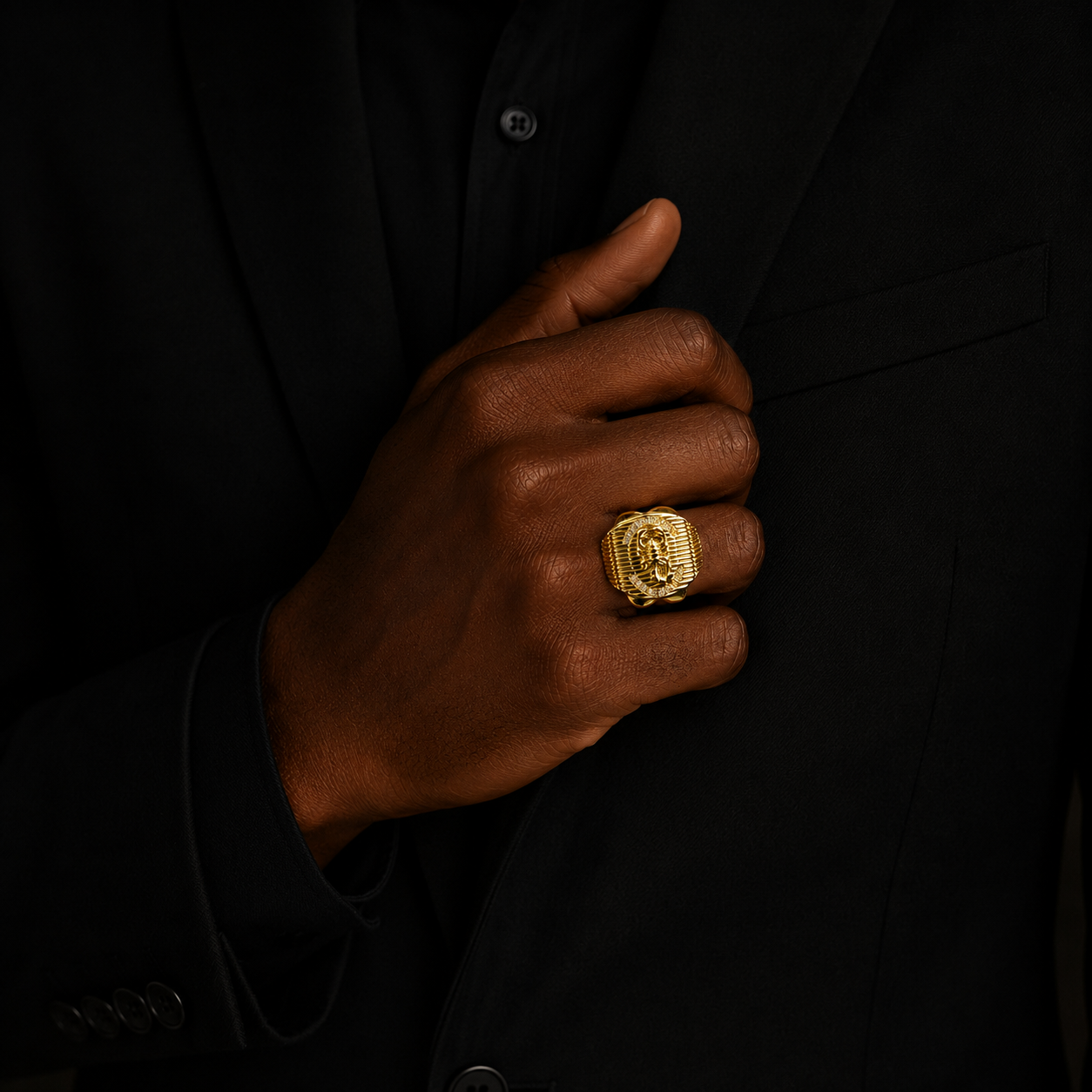 Bubble Letter Scorpion Ring for Men Real Gold Plated Hip Hop Jewelry