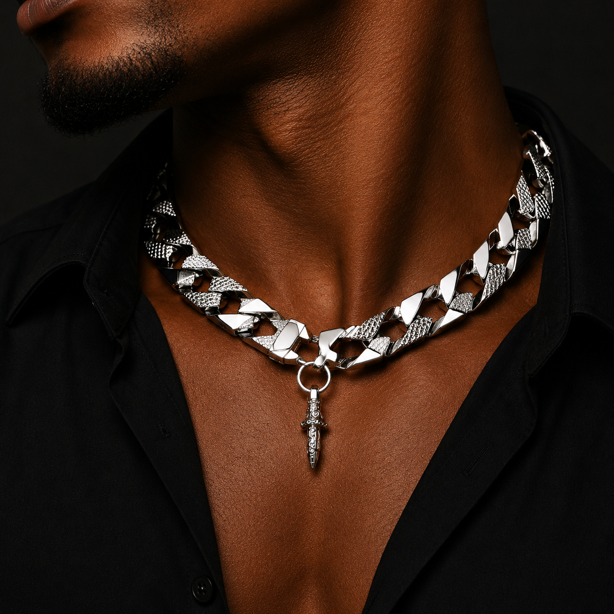 Bubble Letter 15mm Semi Patterned Cuban Link Belcher Chain Men Necklace Choker Real Copper Gold Plated Hip Hop Jewelry Alber Clasp