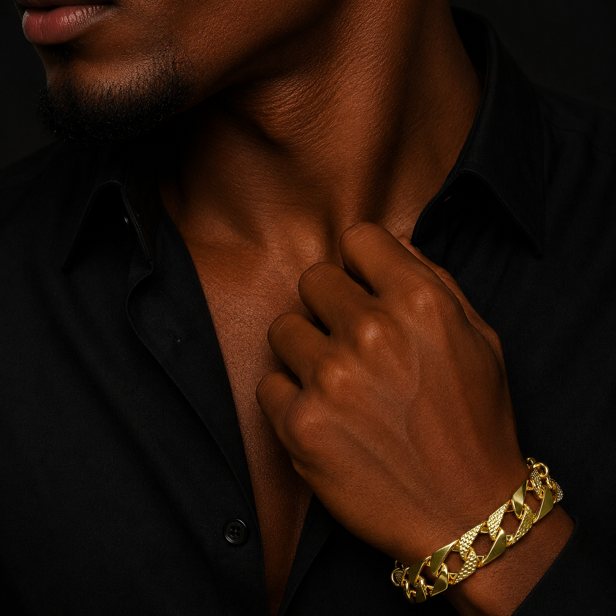 Bubble Letter 15mm Semi Patterned Cuban Link Belcher Bracelet for Men Real Copper Gold Plated Hip Hop Jewelry Albert Clasp