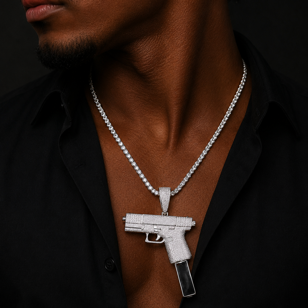 Bubble Letter Iced Out Big Gang Necklace Pendant for Men 5A Cubic Zirconia Gold Plated Hip Hop Jewelry