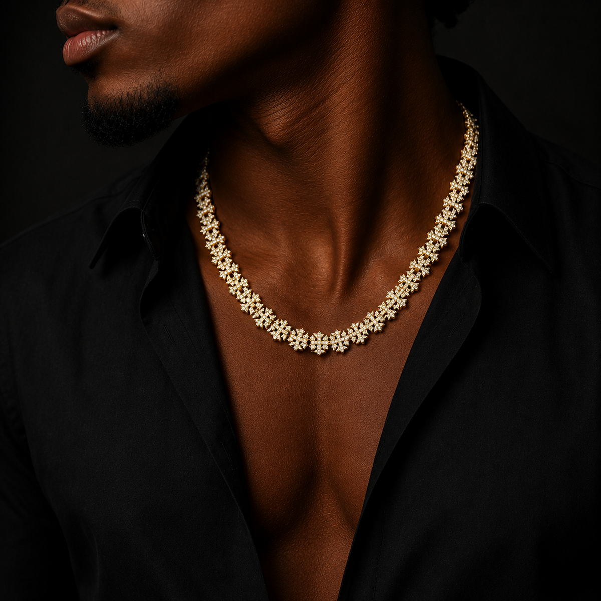 Bubble Letter Iced Out Cross Link Chain for Men Necklace Choker 5A Cubic Zirconia Gold Plated Hip Hop Jewelry