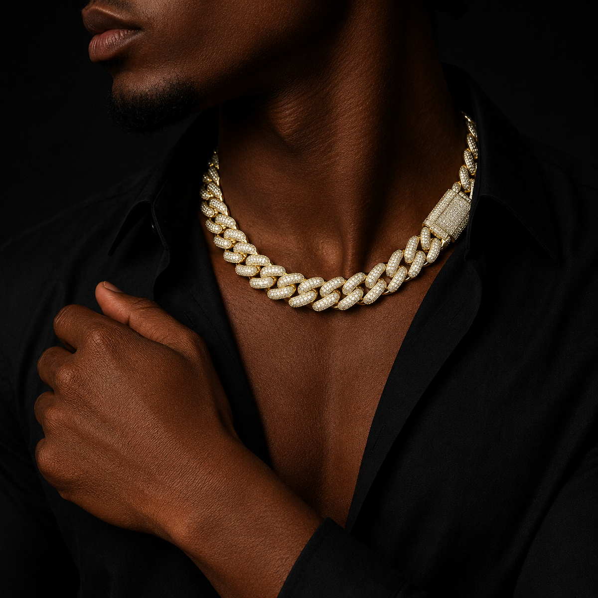 Bubble Letter 32mm Iced Out Thick Heavy Miami Baguette Cuban Link Chain for Men 5A Cubic Zirconia Gold Plated Hip Hop Jewelry