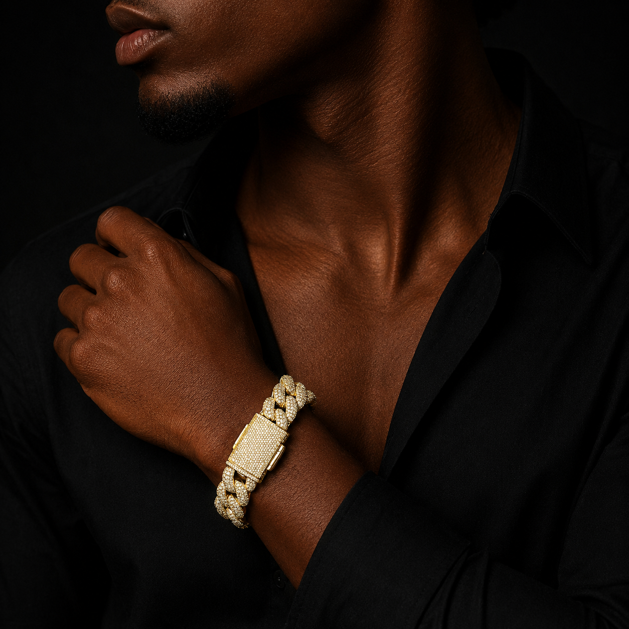 Bubble Letter 32mm Iced Out Thick Heavy Miami Baguette Bracelet for Men 5A Cubic Zirconia Gold Plated Hip Hop Jewelry