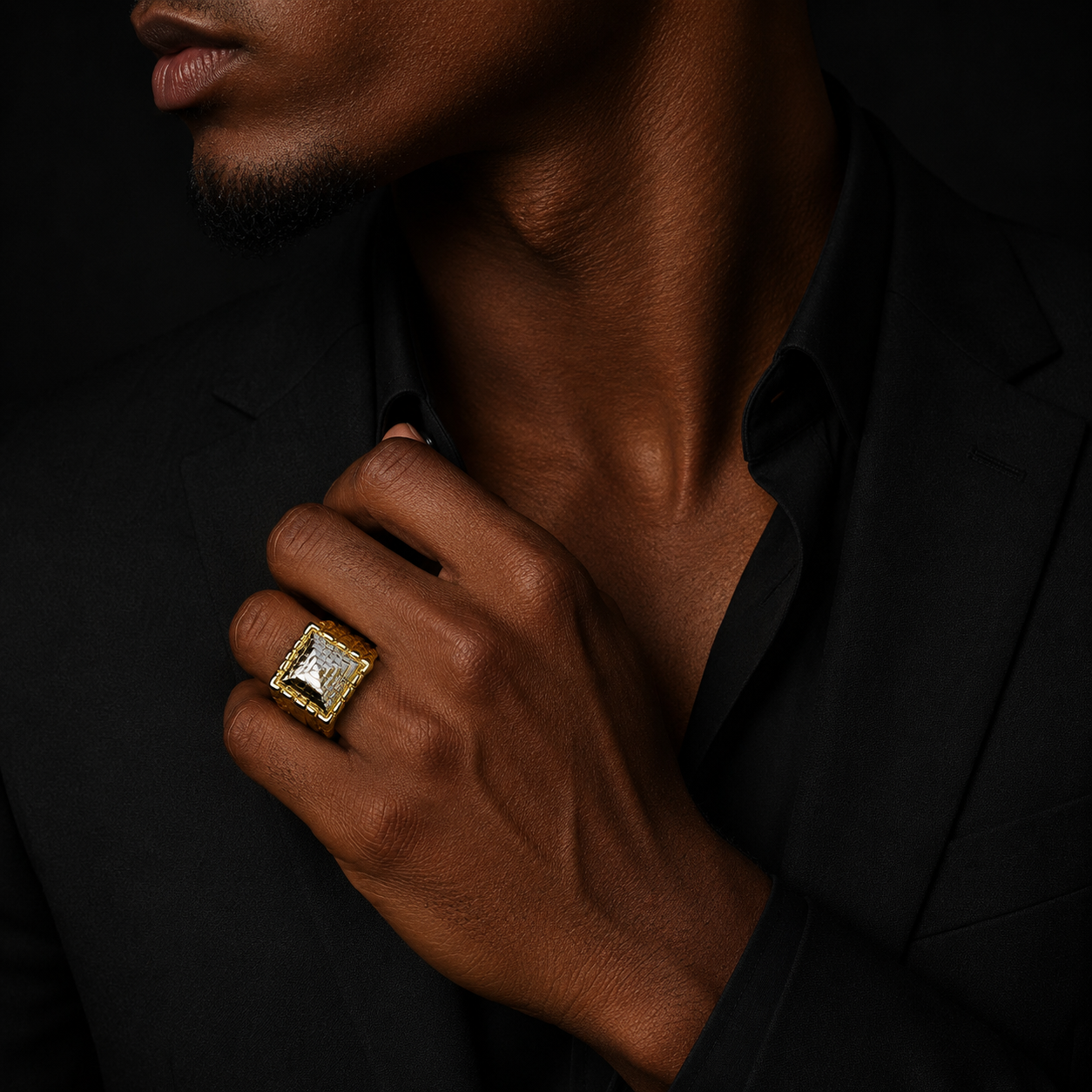 Bubble Letter Saddle Ring for Men Real Copper Adjustable Hip Hop Jewelry