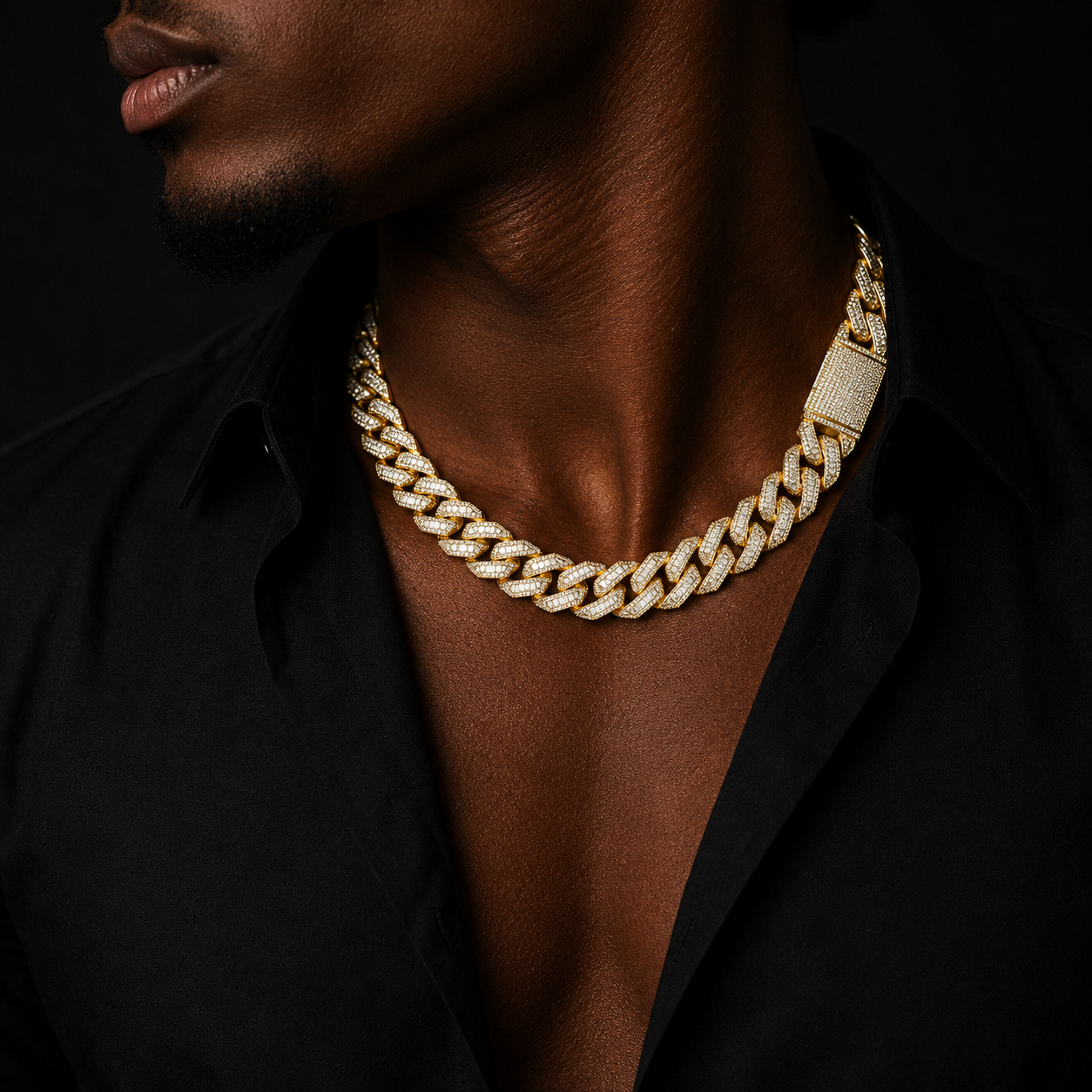 Bubble Letter Iced Out Cuban Link Chain Men Necklace Choker 5A Prong Setting Cubic Zirconia Copper Gold Plated Hip Hop Jewelry