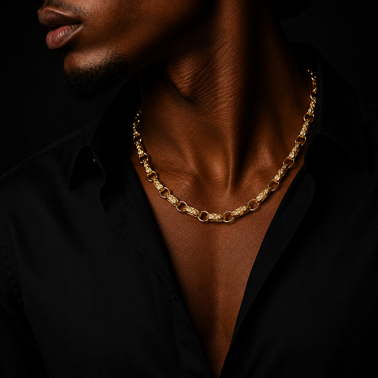 Bubble Letter GYPSY Belcher Link Chain for Men Real Gold Plated Hip Hop Jewelry Albert Clasp