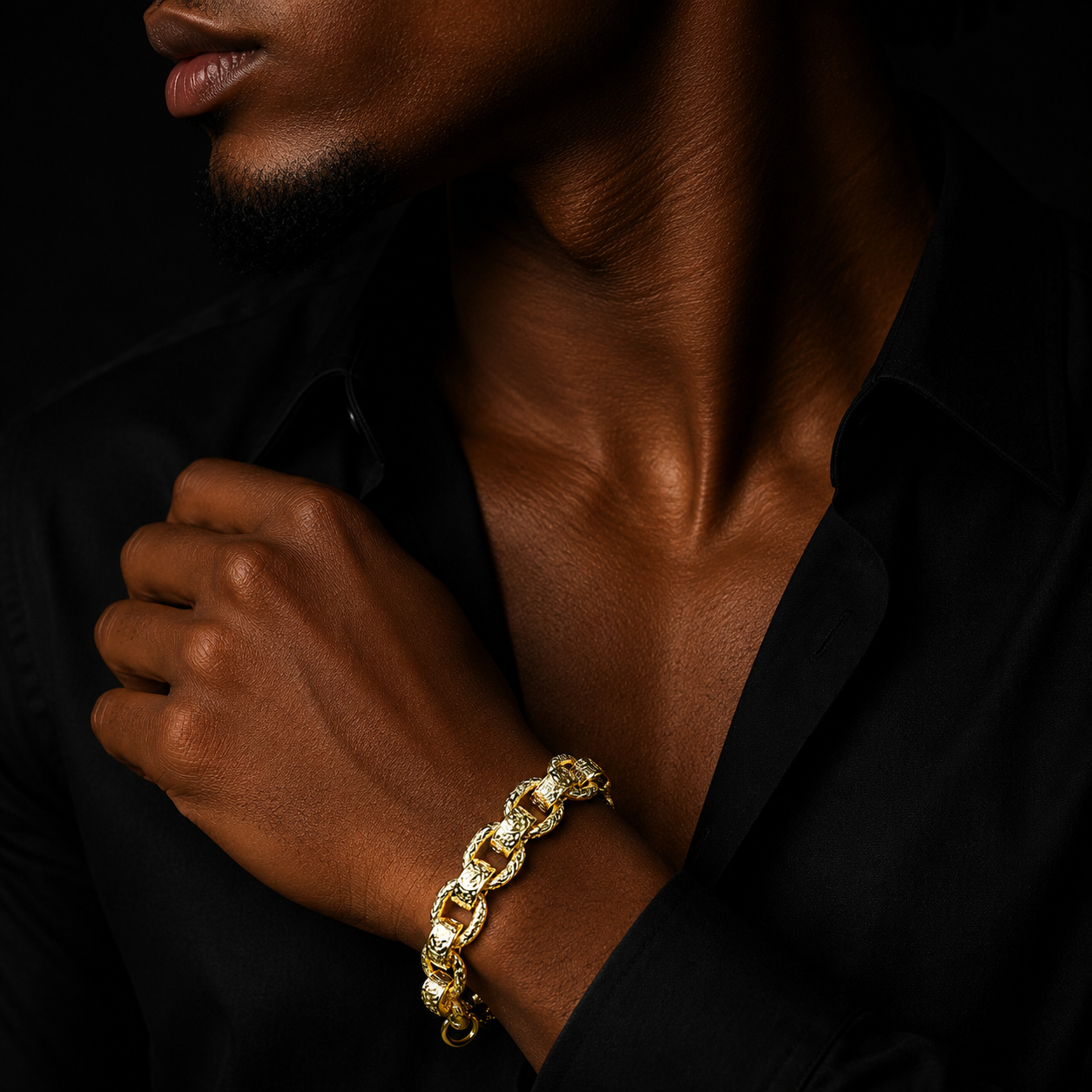 Bubble Letter Pattered Ring Roller Bracelet for Men Albert Clasp Hip Hop Jewelry