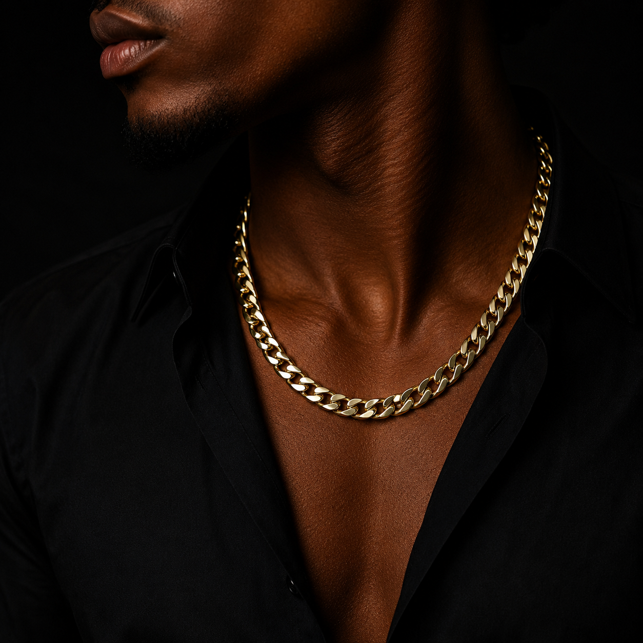 Bubble Letter Cuban Link Chain for Men Real Gold Plated Hip Hop Jewelry