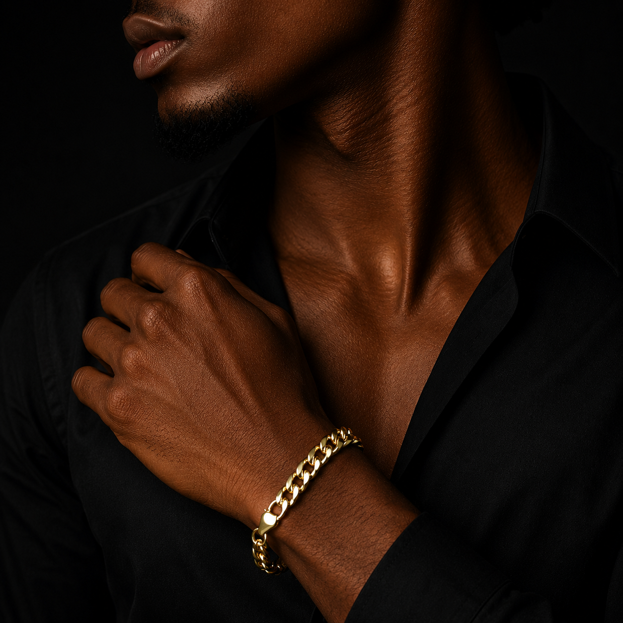 Bubble Letter Cuban Link Bracelet for Men Real Gold Plated Hip Hop Jewelry