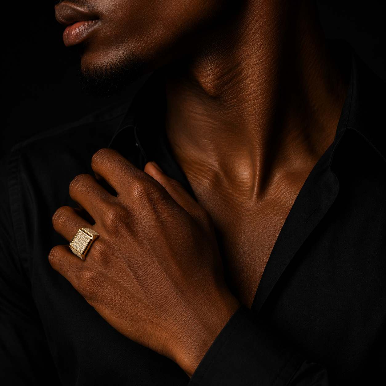 Bubble Letter Iced Out Men Ring for Men 5A Cubic Zirconia Real Gold Plated Hip Hop jewelry