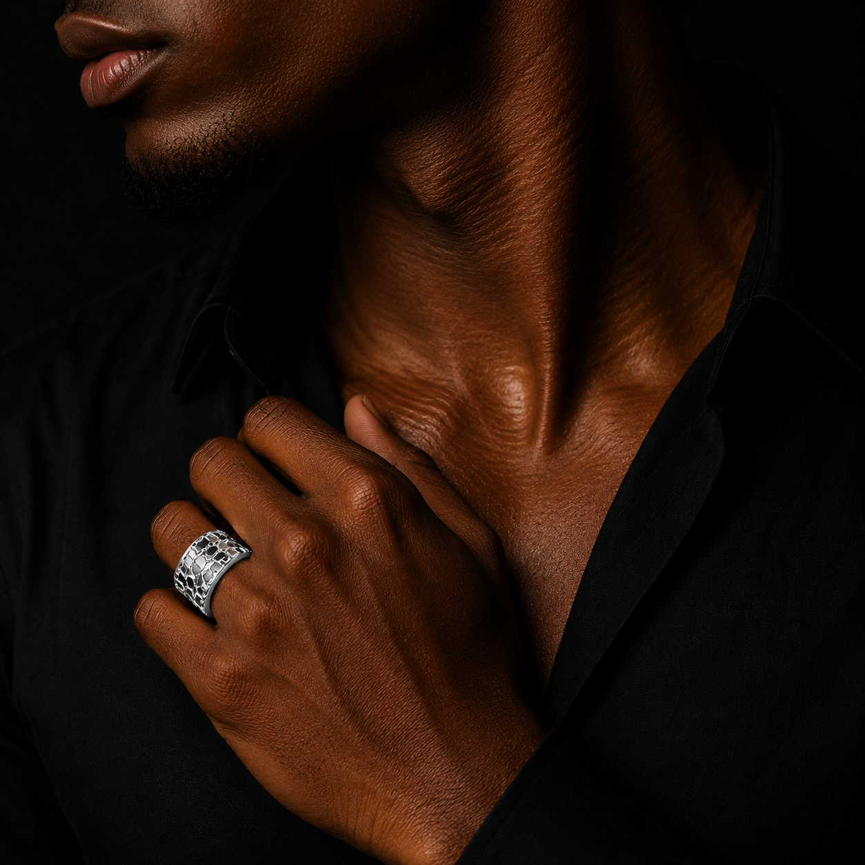 Bubble Letter Nugget Ring for Men Real Gold Plated Hip Hop Jewelry