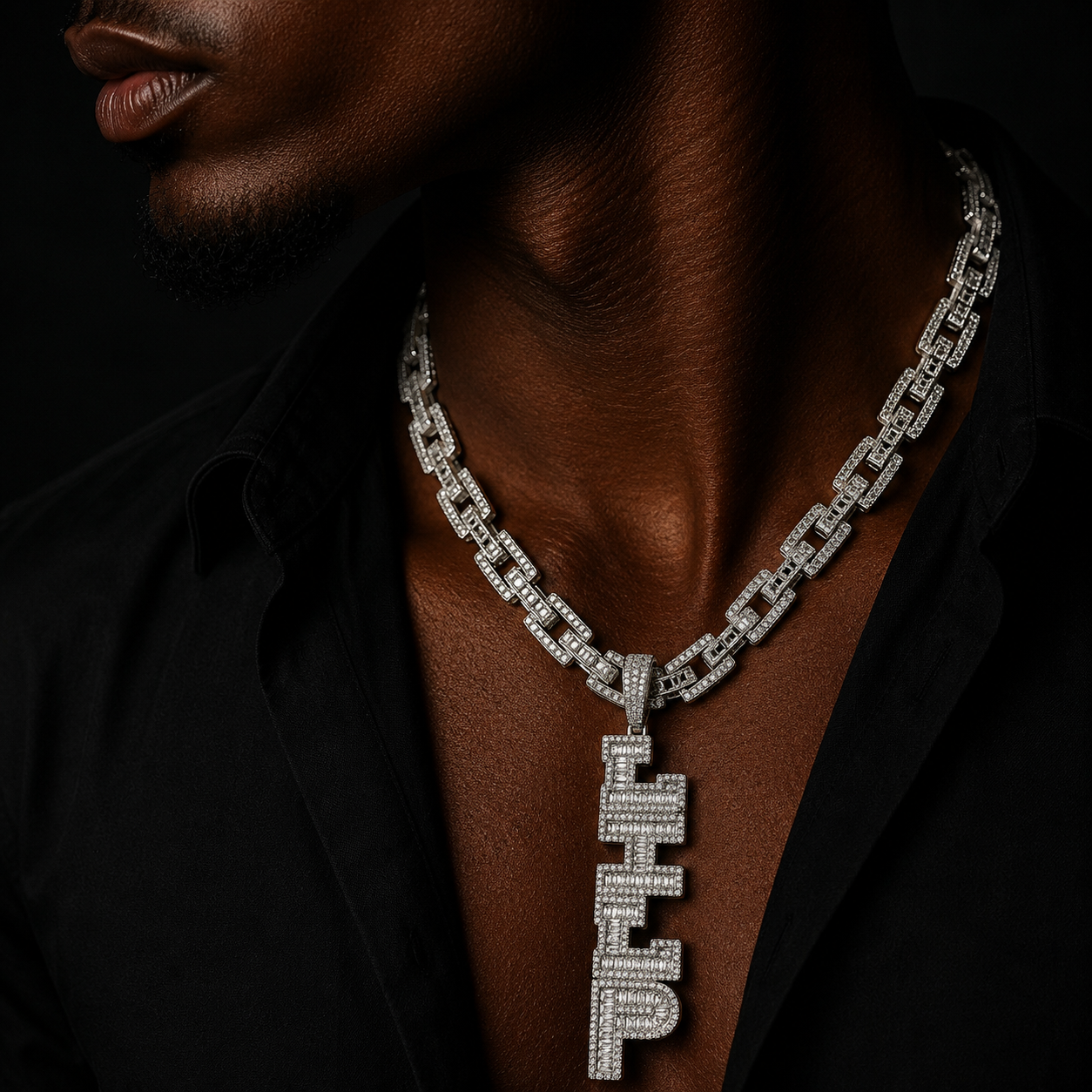 Bubble Letter Vertical Iced Out Custom Name Necklace Pendant Men Prong Setting Cubic Zirconia Copper Gold Plated Hip Hop Jewelry