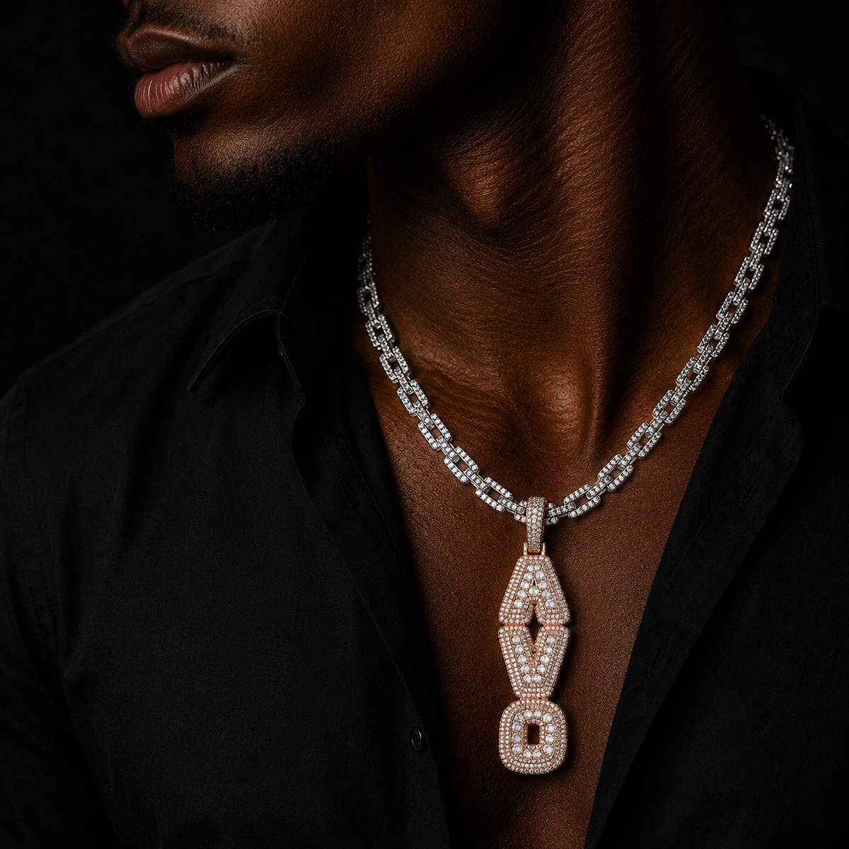 Bubble Letter Iced Out Custom Name Necklace Pendant for Men 5A Prong Setting Cubic Zirconia Copper Gold Plated Hip Hop Jewelry