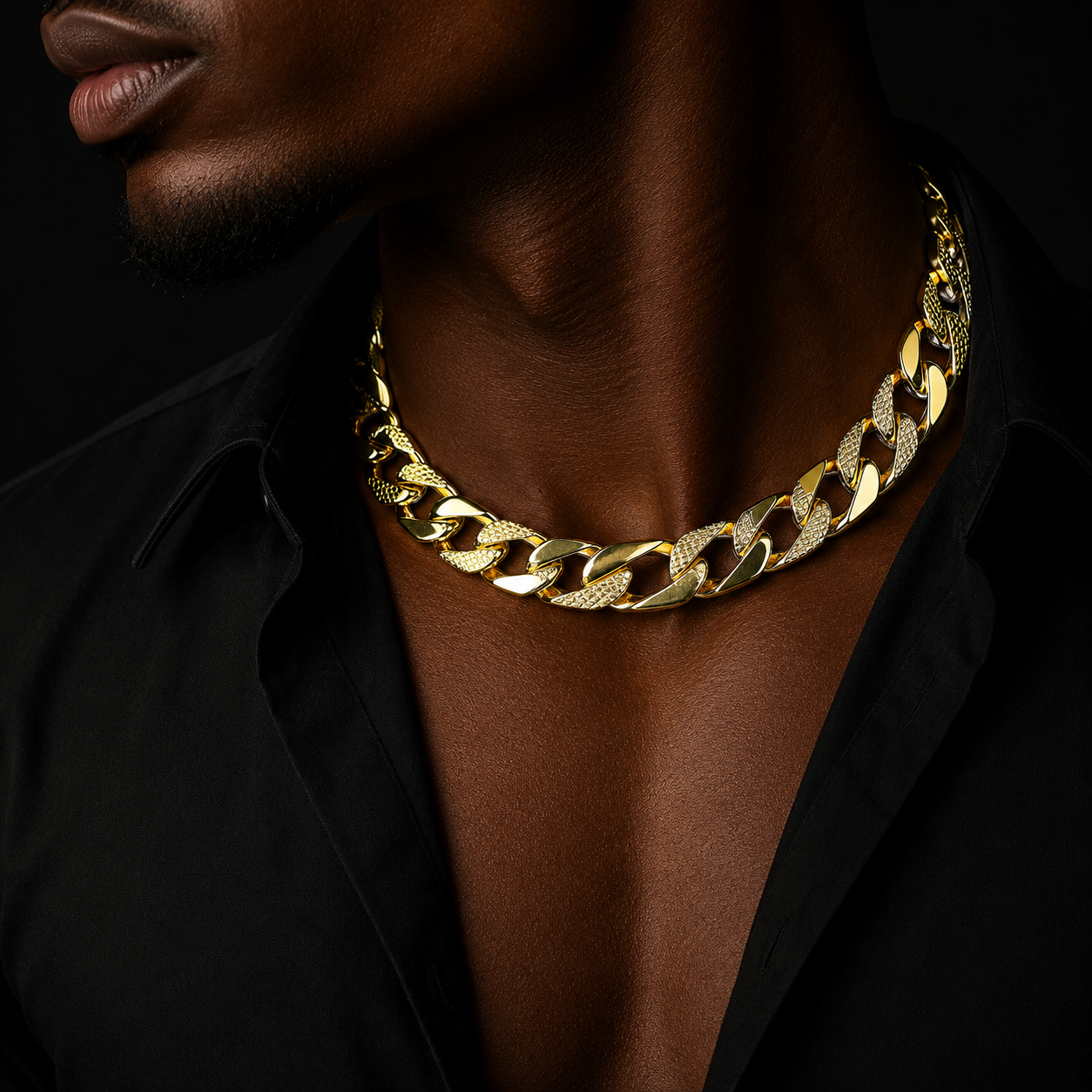 Bubble Letter Semi Patterned Cuban Link Chain for Men Necklace Choker Copper Gold Plated Hip Hop Jewelry Albert Clasp