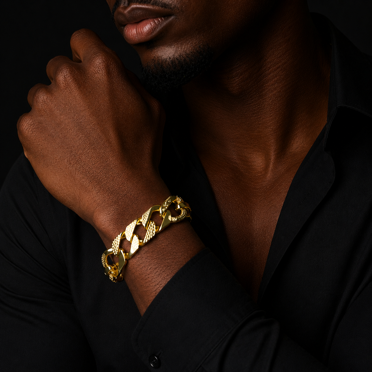 Bubble Letter Semi Patterned Cuban Link Bracelet for Men Copper Gold Plated Hip Hop Jewelry Albert Clasp