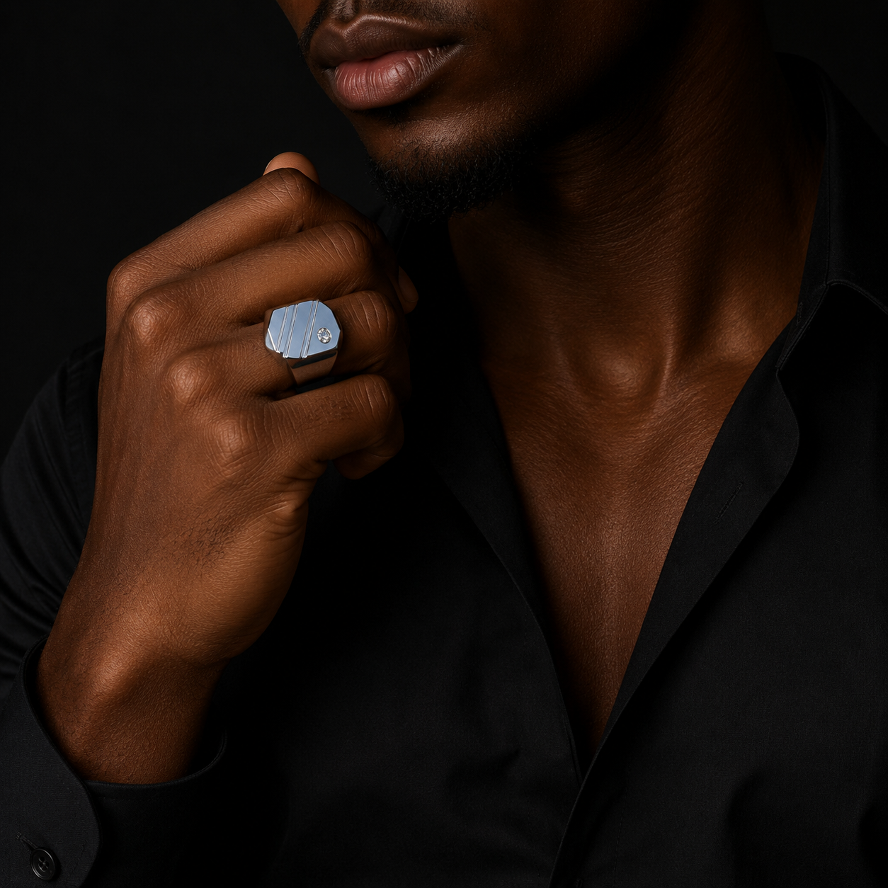 Bubble Letter Luxury Ring for Men Real Gold Plated Copper Cubic Zirconia Hip Hop Jewelry