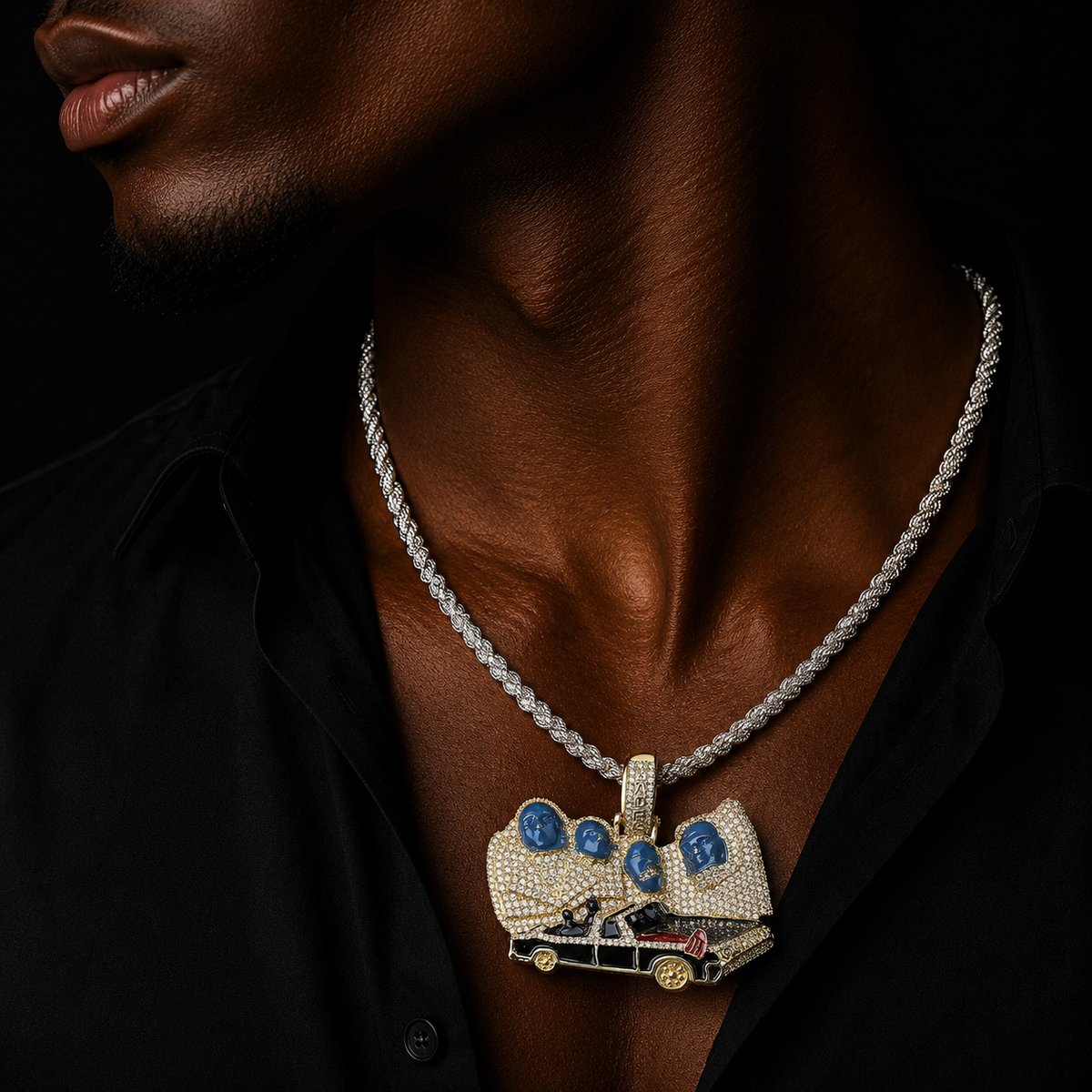Bubble Letter Iced Out Colgante Presidentes x Hades 66 Necklace Pendant for Men Hip Hop Jewelry
