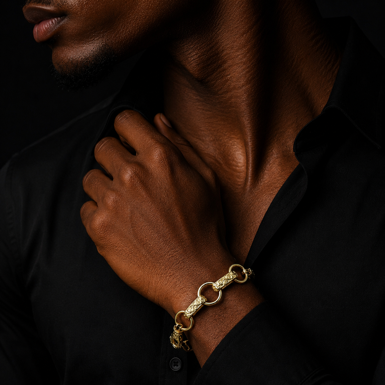 Bubble Letter GYPSY Belcher Bracelet for Men Real Gold Plated Hip Hop Jewelry Albert Clasp