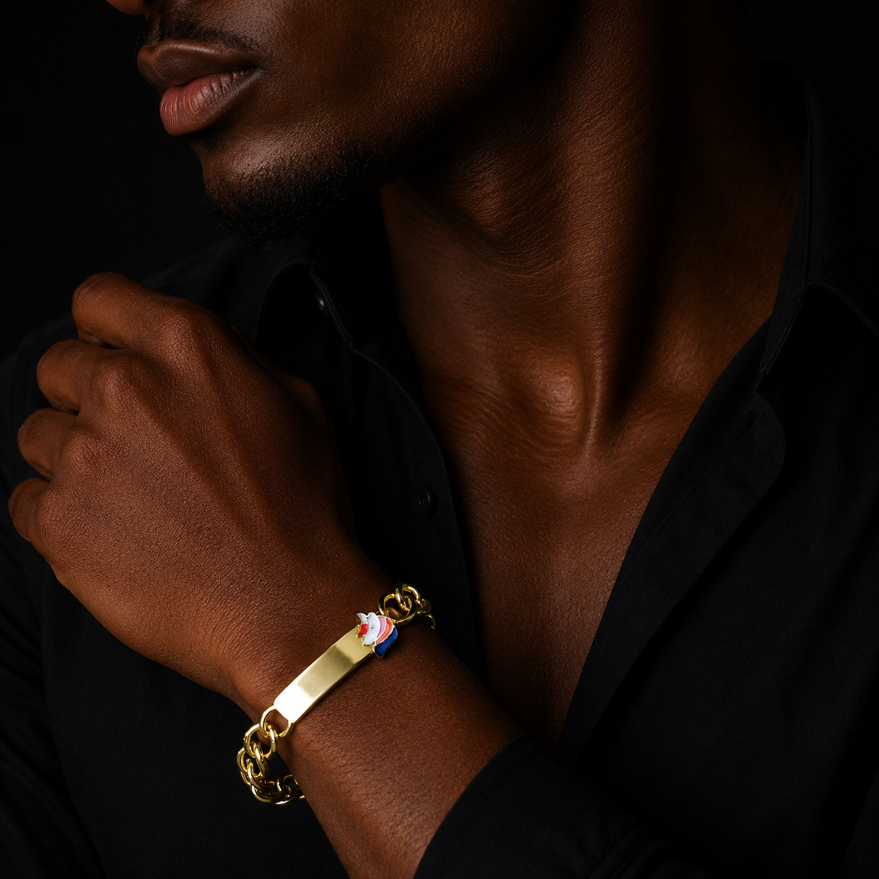 Bubble Letter Belcher Unicorn Bracelet for Men Gold Plated Hip Hop Jewelry