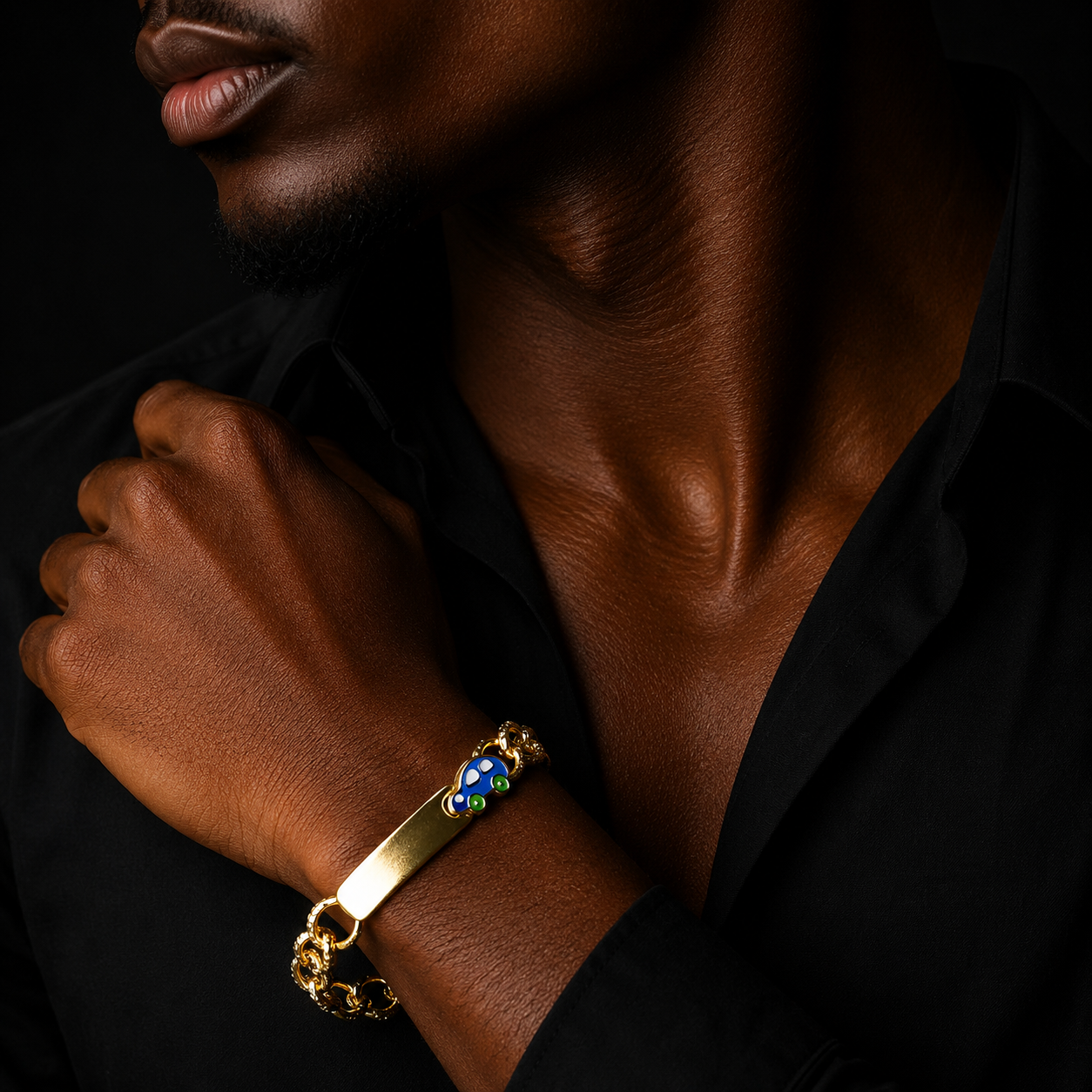 Bubble Letter Belcher Car Bracelet for Men Gold Plated Hip Hop Jewelry